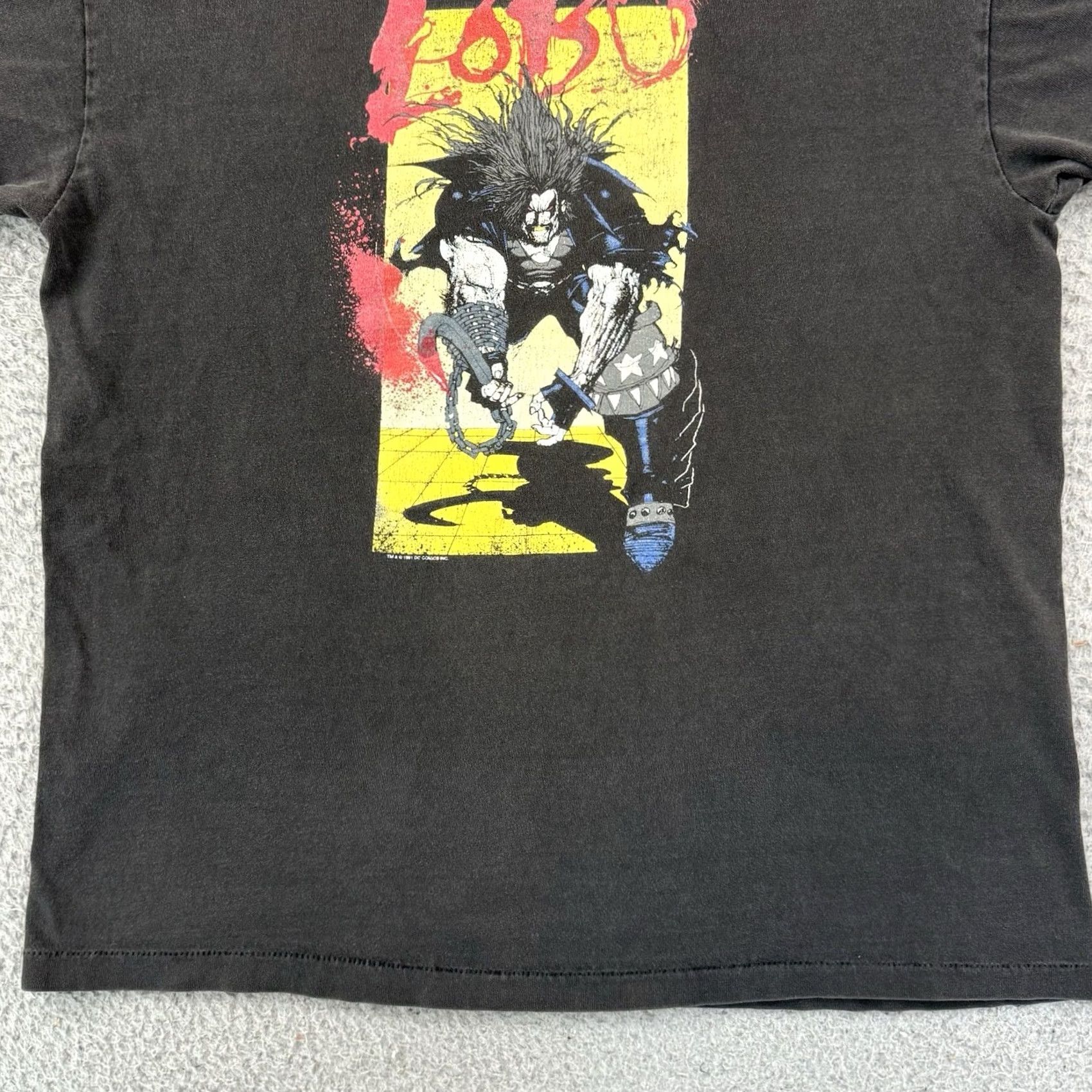 Hanes Vintage Lobo Shirt Mens Large Black DC Comics Graphitti 90s Short Sleeve Promo Size US L / EU 52-54 / 3 - 2 Thumbnail