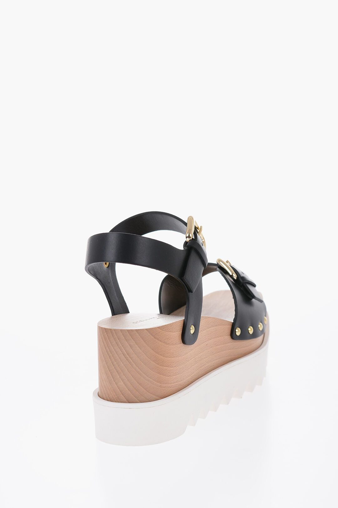 Stella McCartney og1mm0824 Leather Wedged Sandals Embellished With Studs Size US 8 / IT 38 - 3 Thumbnail