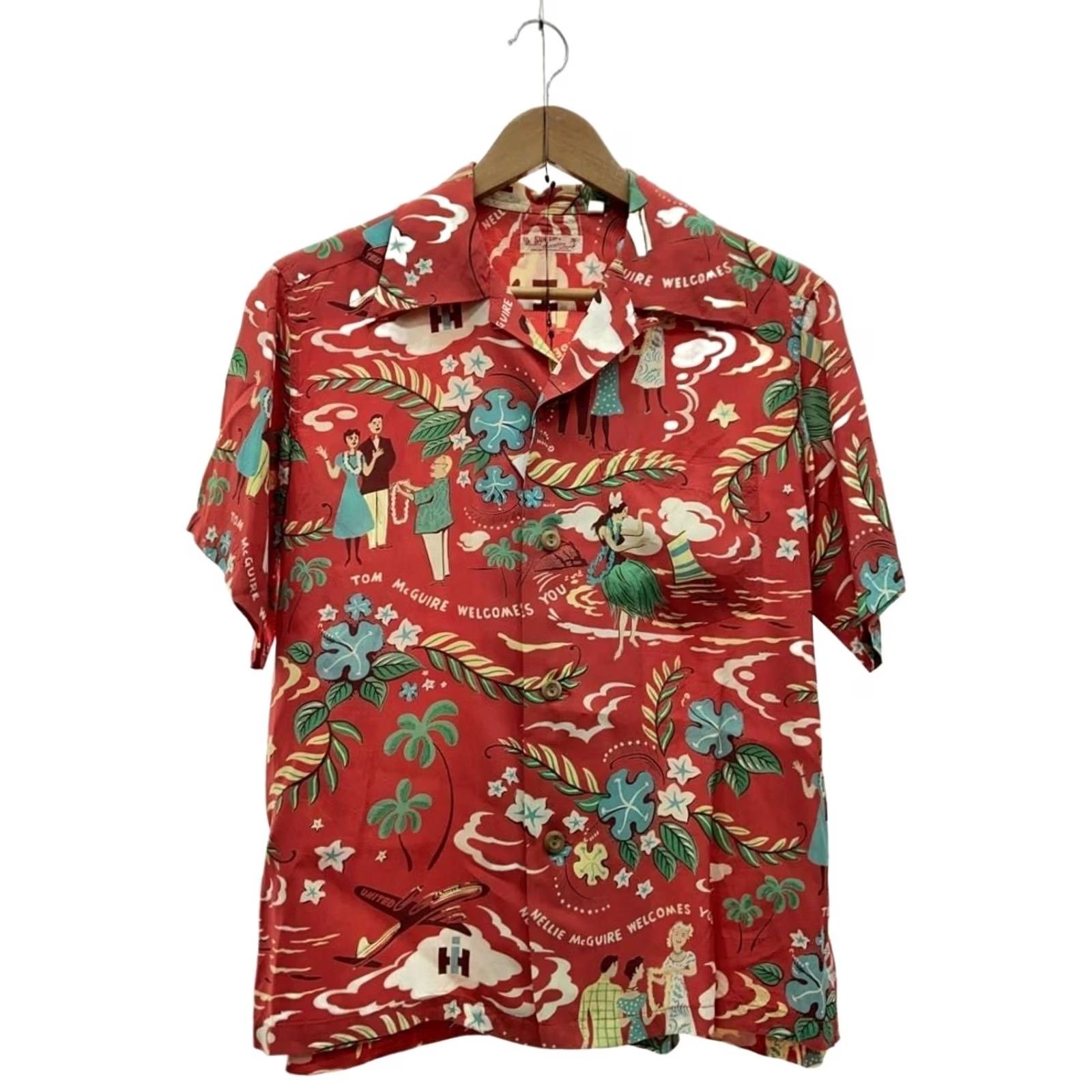Sun Surf SUN SURF Men's Button-Up Hawaiian Shirt Red Rayon Size S Casual Vintage Tourists Bureau Hino-ya Size US S / EU 44-46 / 1 - 2 Thumbnail