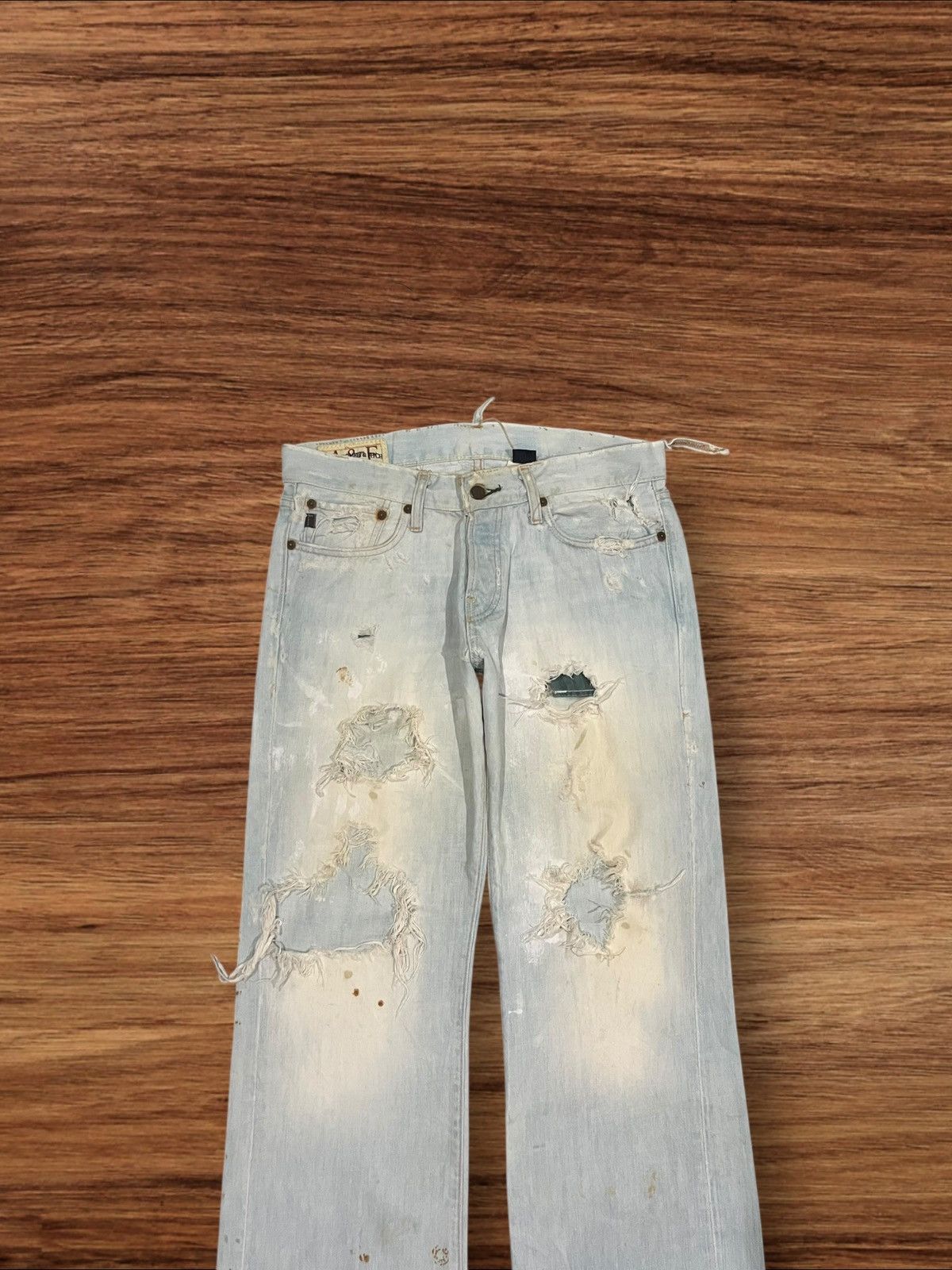 Abercrombie & Fitch × Hysteric Glamour ⚡️Trashed⚡️Abercrombie & Fitch Distressed Blue Faded Jeans Size US 30 / EU 46 - 3 Thumbnail