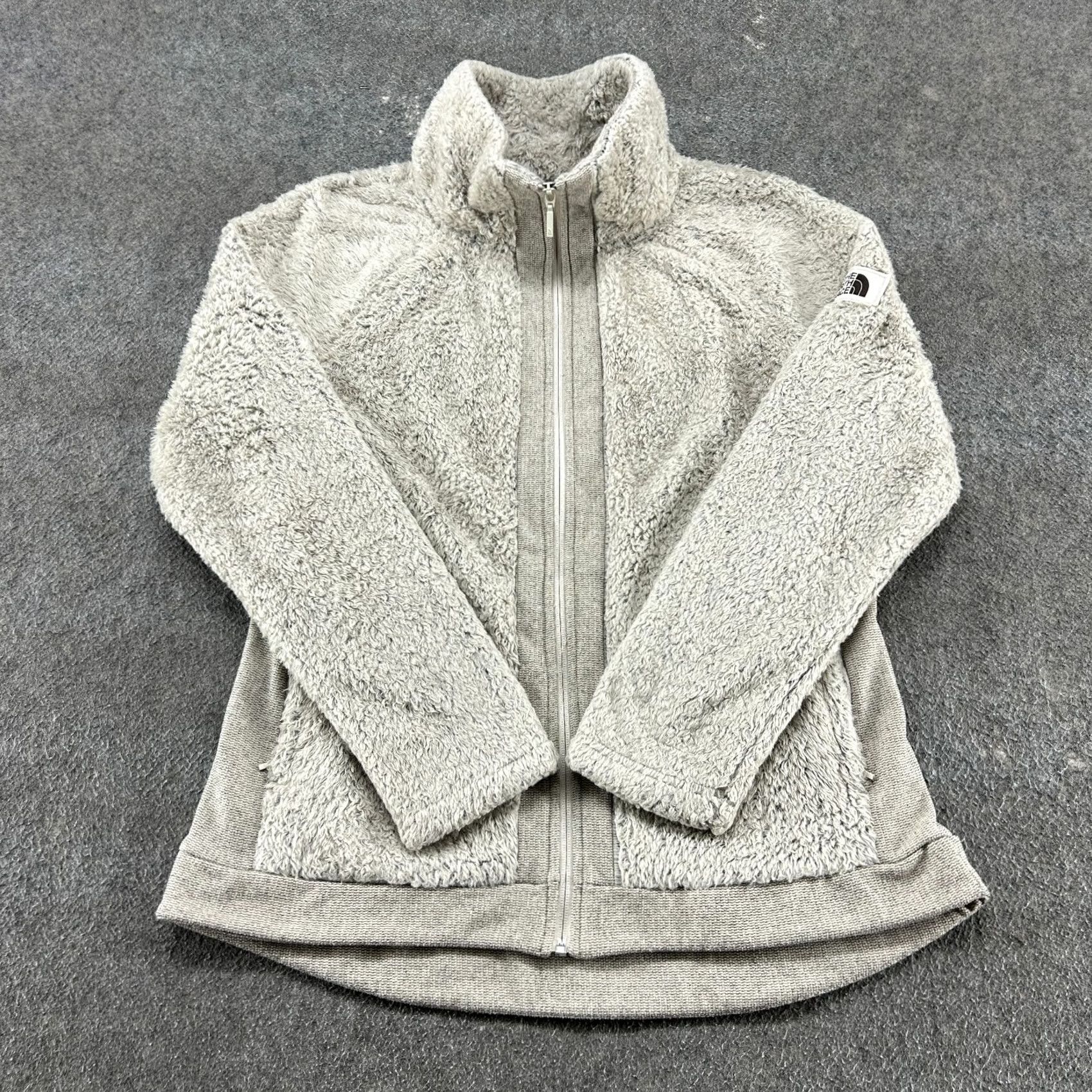 The North Face The North Face Jacket Womens L Cream Oatmeal Fleece Sherpa Logo Mid-Length Long Sleeve Polyester Zip Solid Ivory Regular Seasonal Fall Winter Spring Size L / US 10 / IT 46 - 2 Thumbnail
