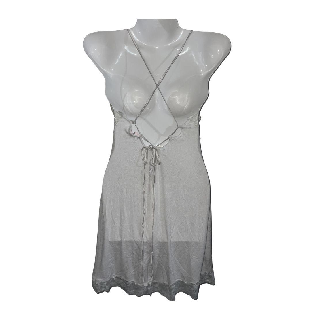 Victoria's Secret Y2K Style Lace Trim Ribbed Slip Dress Intimates Lingerie Size ONE SIZE - 2 Thumbnail