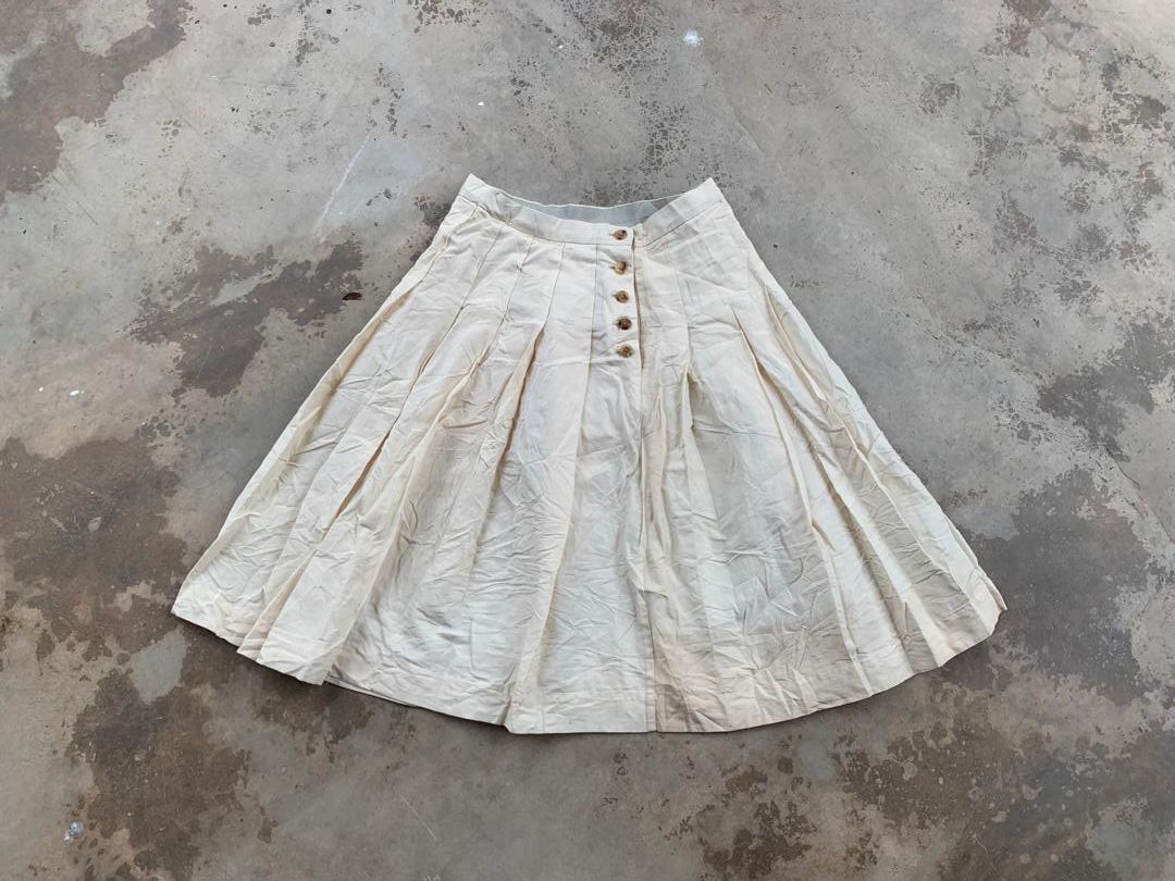 Designer × Margaret Howell × Vintage Margaret Howell Button Midi Skirt Size 27" / US 4 / IT 40 - 1 Thumbnail