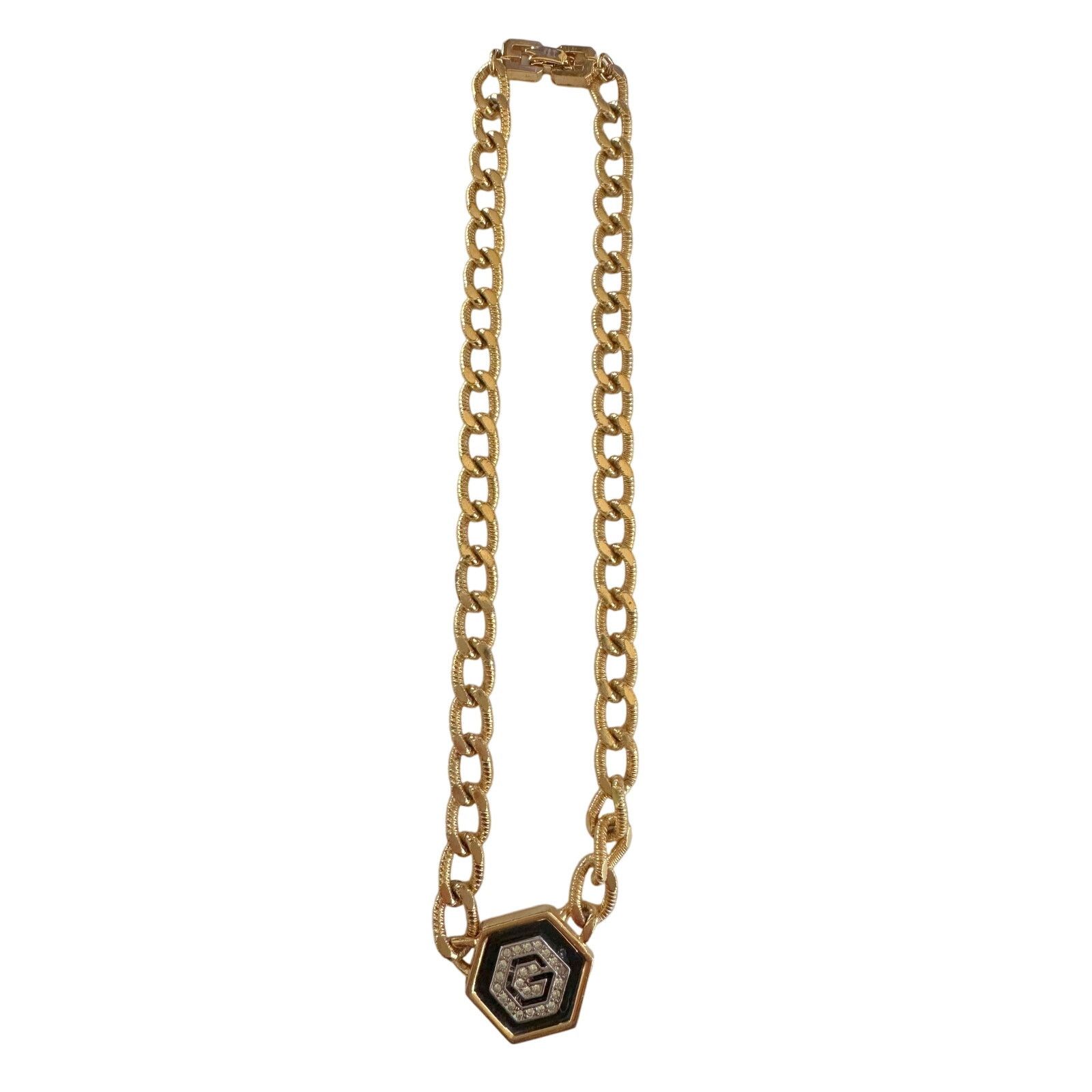 Givenchy Givenchy Vintage (1978) Necklace with "G" in Black Hexagon Size ONE SIZE - 11 Thumbnail