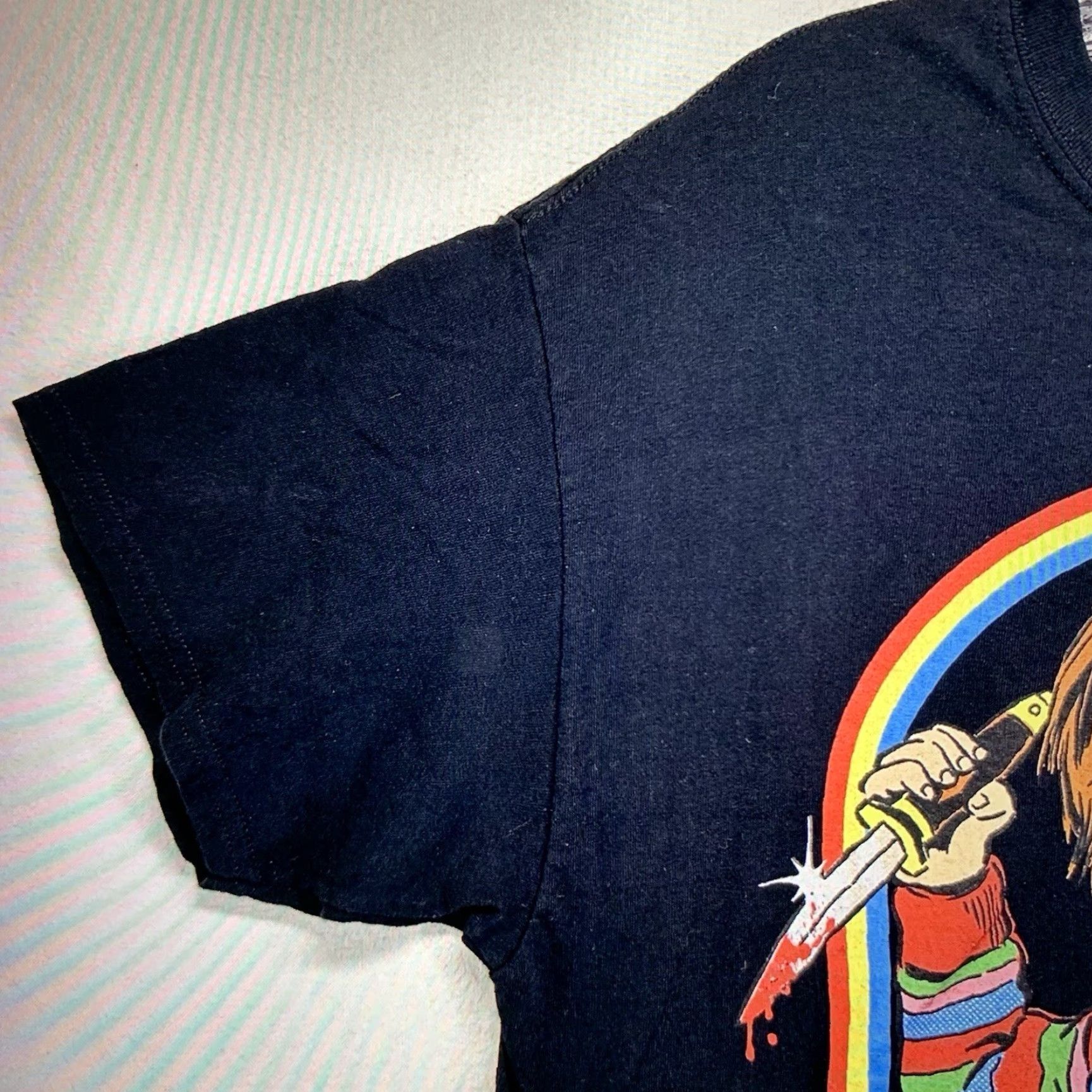 Vintage Chucky Horror Movie T-Shirt Large Black Graphic Print 90s Universal Mens Size US L / EU 52-54 / 3 - 6 Thumbnail