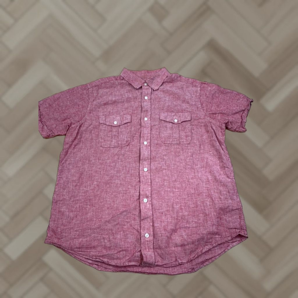 Banana Republic Banana Republic Button-Up Shirt Mens L Red Linen Blend Casual Short Sleeve #9470 Size US L / EU 52-54 / 3 - 1 Thumbnail