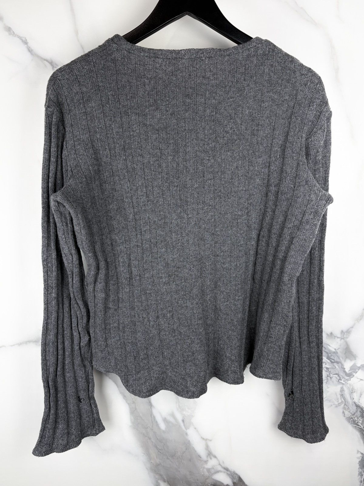 Raf Simons AW00 Raf Simons Confusion Flared Cuff Wool Knit Sweater Gray Size US M / EU 48-50 / 2 - 4 Thumbnail
