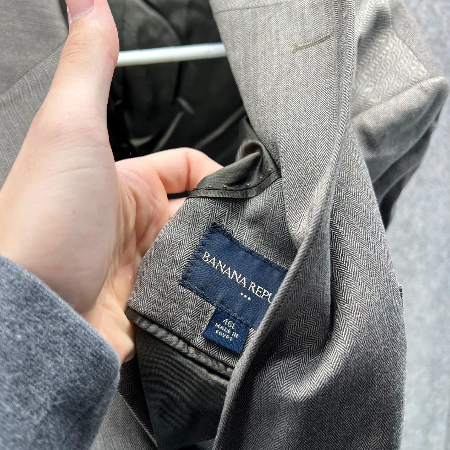 Banana Republic Banana Republic Blazer Men 46L Adult Gray Wool Herringbone Single-Breasted Jacket Coat Casual Long Leftovers Size 46R - 4 Thumbnail