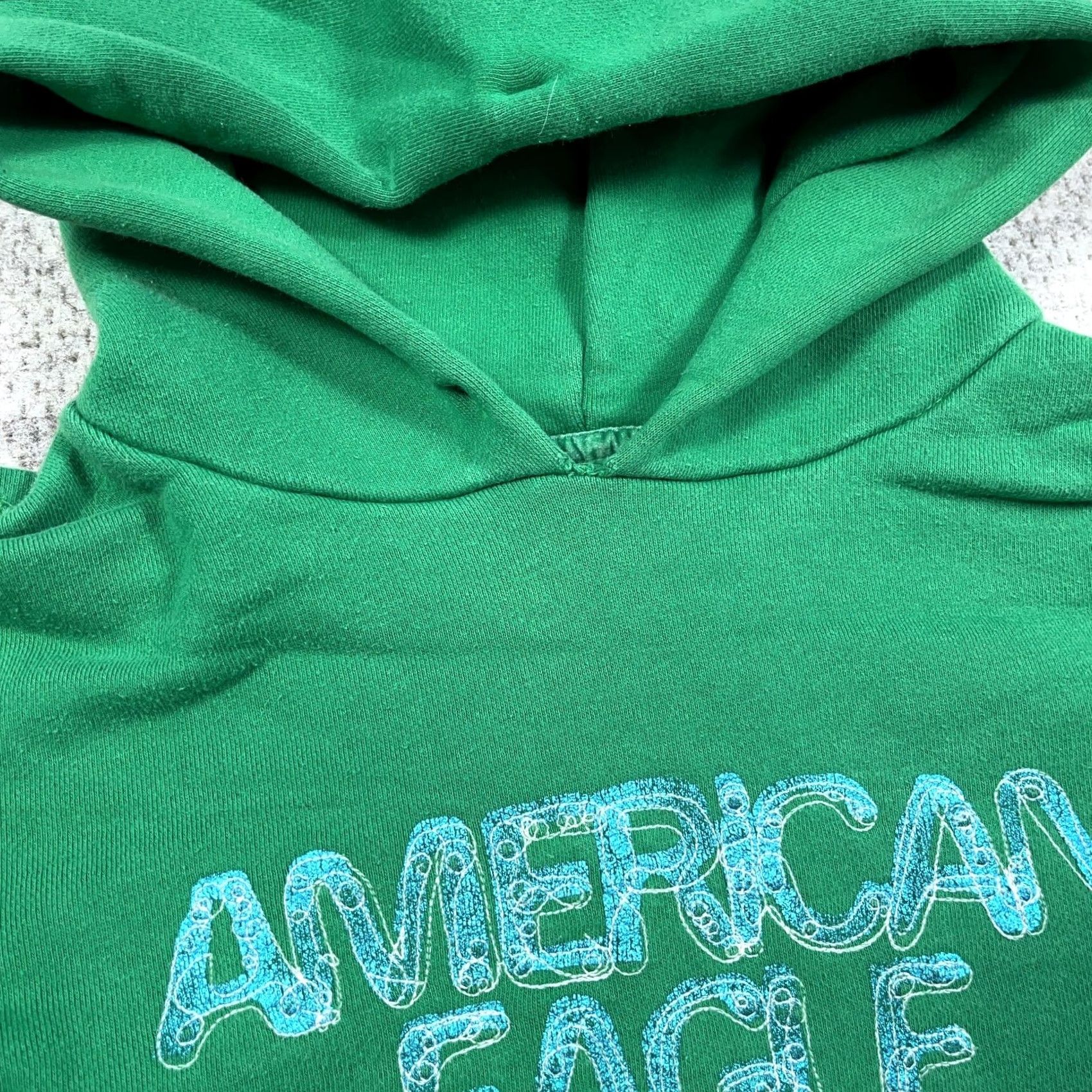 American Eagle Outfitters VINTAGE American Eagle Outfitters Hooded Sweatshirt Hoodie Women M Green 2000s Spellout Logo Pockets Size M / US 6-8 / IT 42-44 - 5 Thumbnail