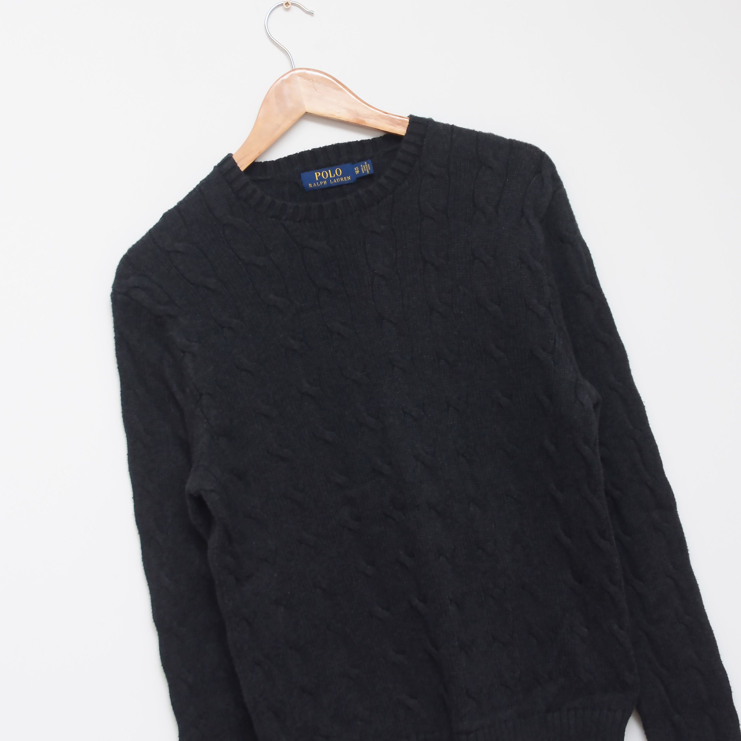 Polo Ralph Lauren Polo Ralph Lauren Unisex Black Cable Knit Sweater Jumper Size US XS / EU 42 / 0 - 3 Thumbnail