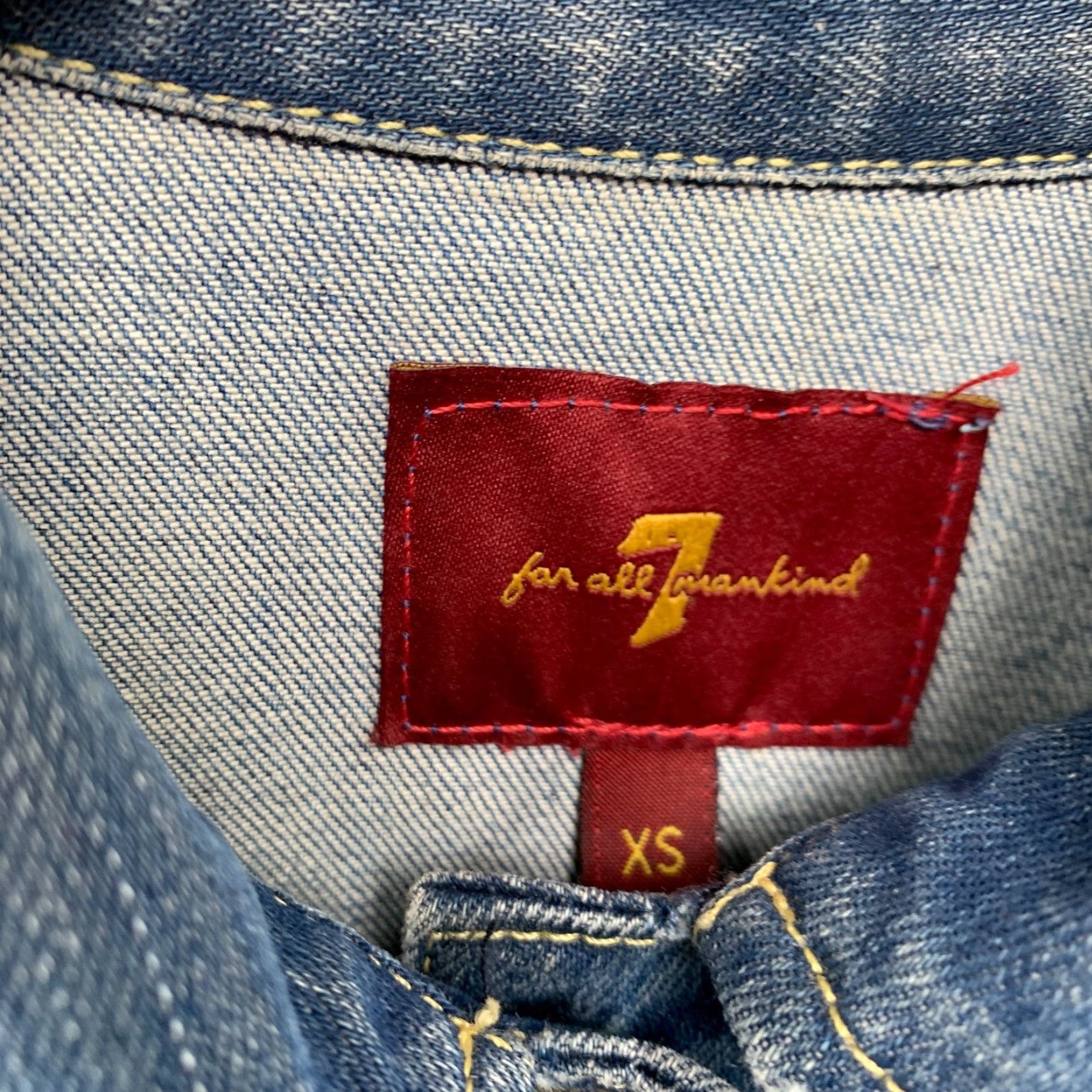 7 For All Mankind VINTAGE Y2K 7 For All Mankind Denim Jacket Blue Womens XS Studded Biker Size XS / US 0-2 / IT 36-38 - 5 Thumbnail