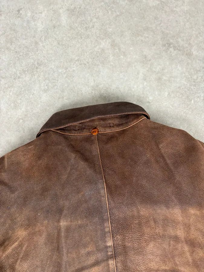 Armani 2000s Armani Biker Brown Faded Leather Jacket Size US L / EU 52-54 / 3 - 6 Thumbnail