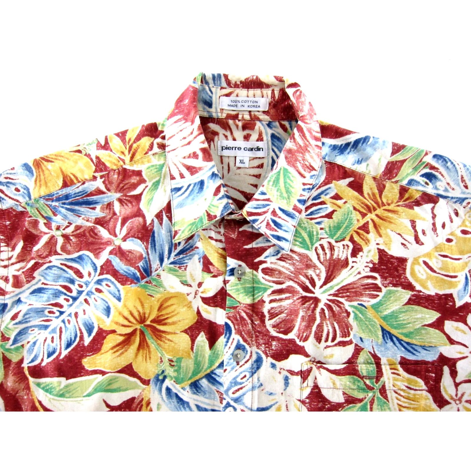 Pierre Cardin VTG Pierre Cardin Cotton Red Floral Button Up Short Sleeve Hawaiian Shirt Men XL Size US XL / EU 56 / 4 - 4 Thumbnail