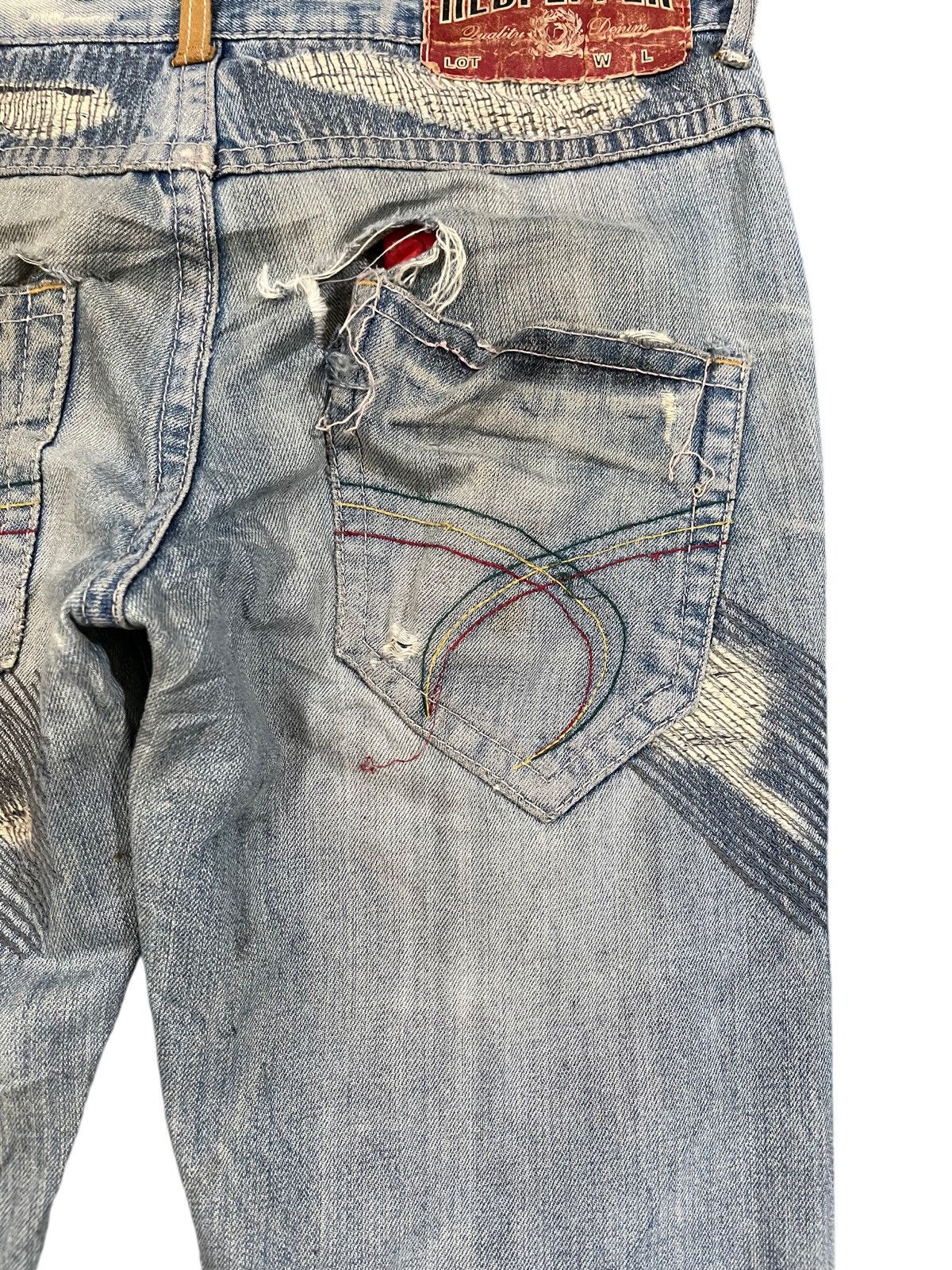 Ed Hardy × Le Grande Bleu (L.G.B.) Vintage Red Pepper Patches Distressed Denim Size US 32 / EU 48 - 10 Thumbnail