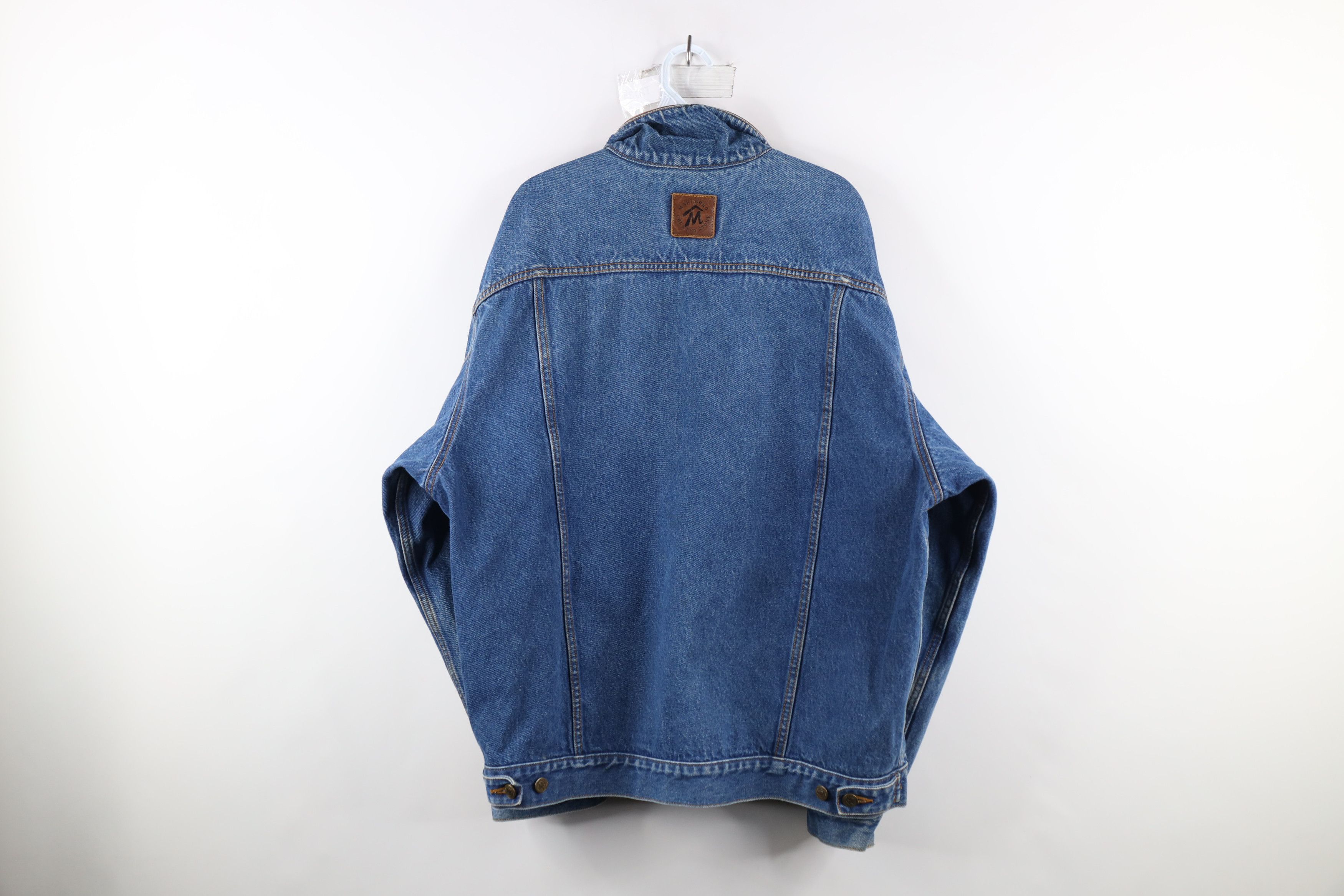Marlboro × Vintage Vintage 90s Marlboro Leather Collar Denim Trucker Jacket Size US L / EU 52-54 / 3 - 12 Thumbnail
