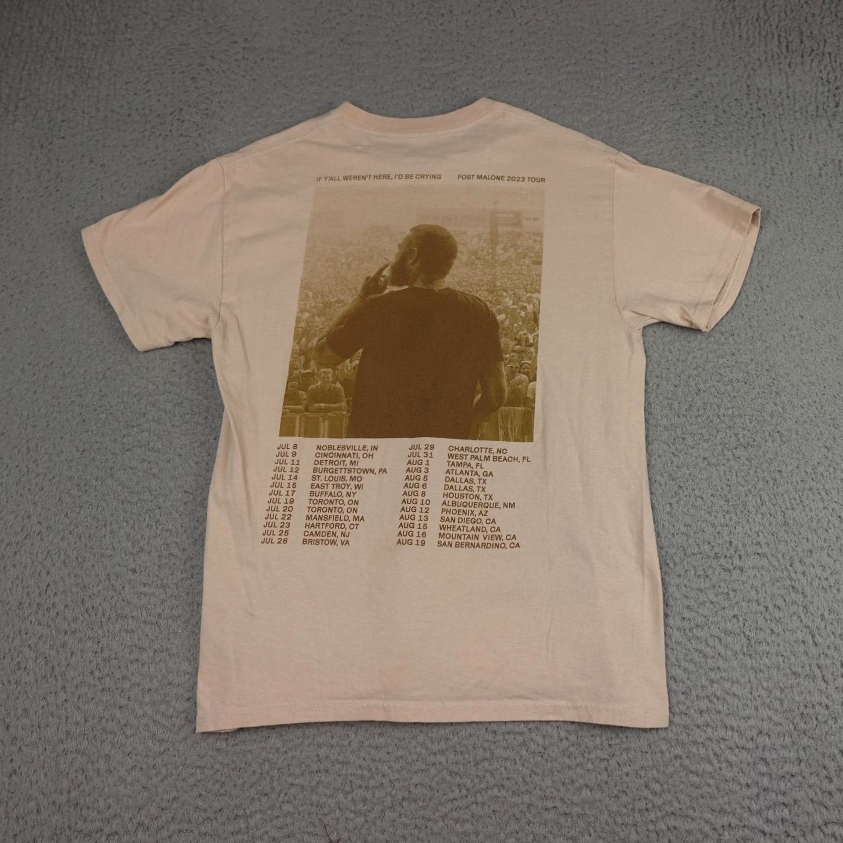 Vintage Post Malone Shirt Mens Medium Beige 2023 Tour Dates Austin Concert Tee T-Shirt Size US M / EU 48-50 / 2 - 2 Thumbnail