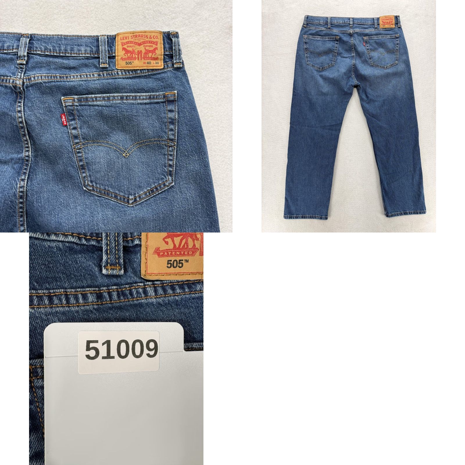 Levi's Levis 505 Jeans Mens 40x30 Blue Medium Wash Regular Straight Stretch Denim Pants Jeans Size US 40 / EU 56 - 9 Thumbnail