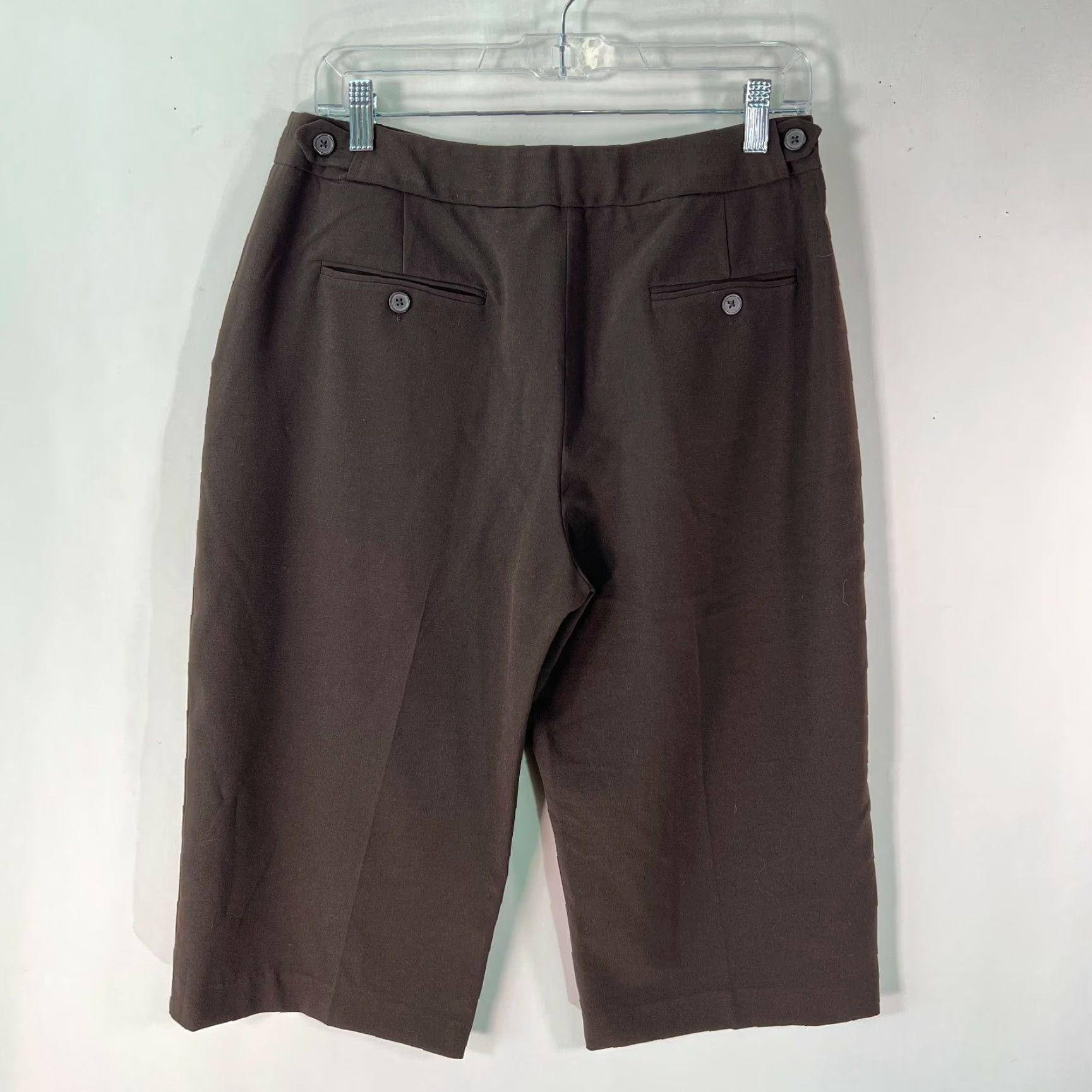Vintage Larry Levine Womens Stretch Flat Front Straight Leg Brown Capri Pants Size 8 Size 30" / US 8 / IT 44 - 2 Thumbnail