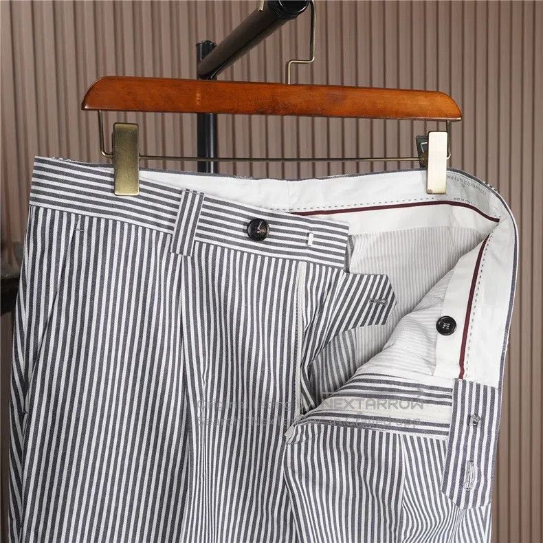 Brunello Cucinelli Brunello Cucinelli Navy and White Striped Casual Pants Size US 36 / EU 52 - 4 Thumbnail