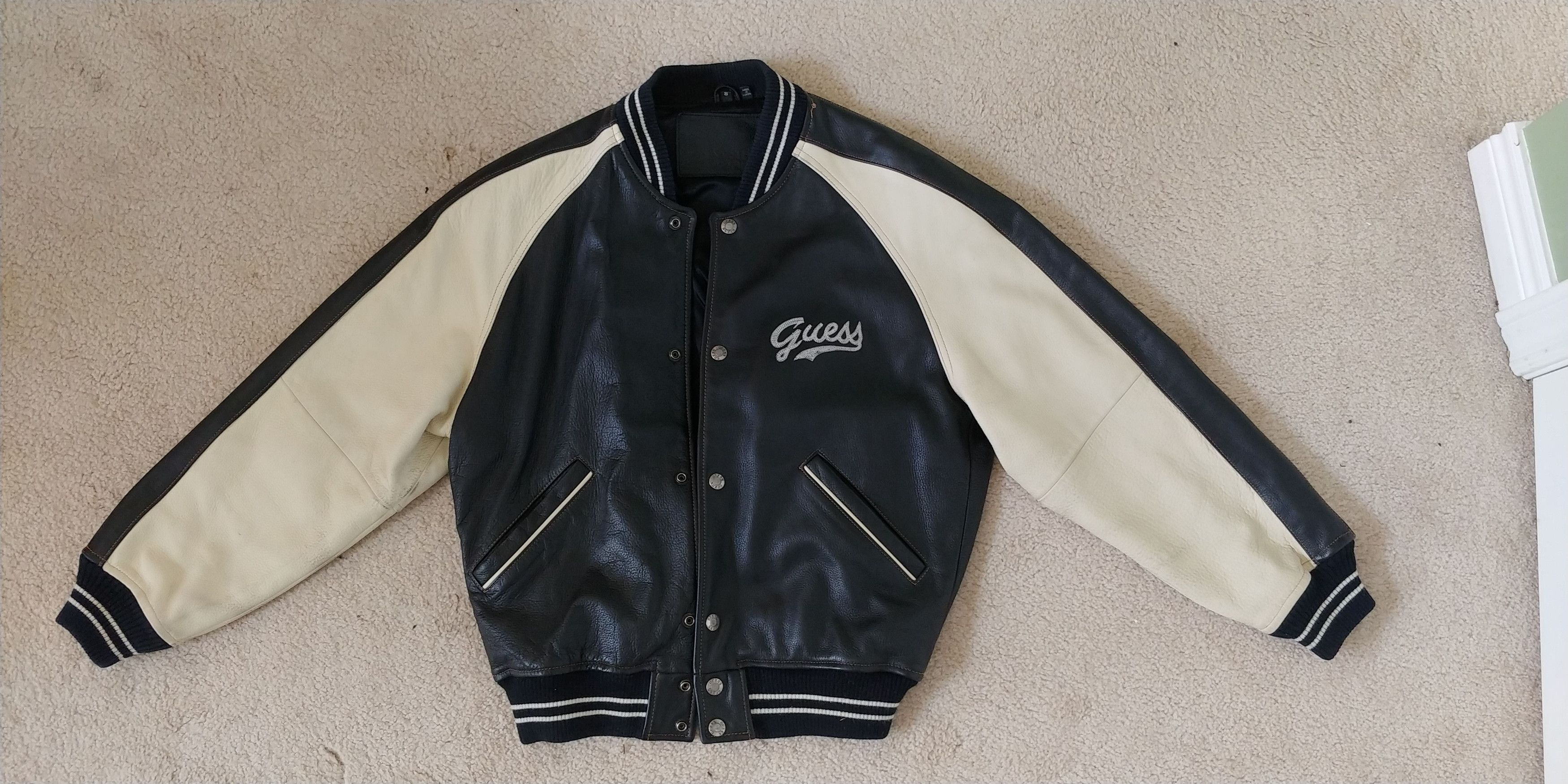 Guess RARE Vintage Guess Leather Varsity Jacket Size US M / EU 48-50 / 2 - 2 Thumbnail