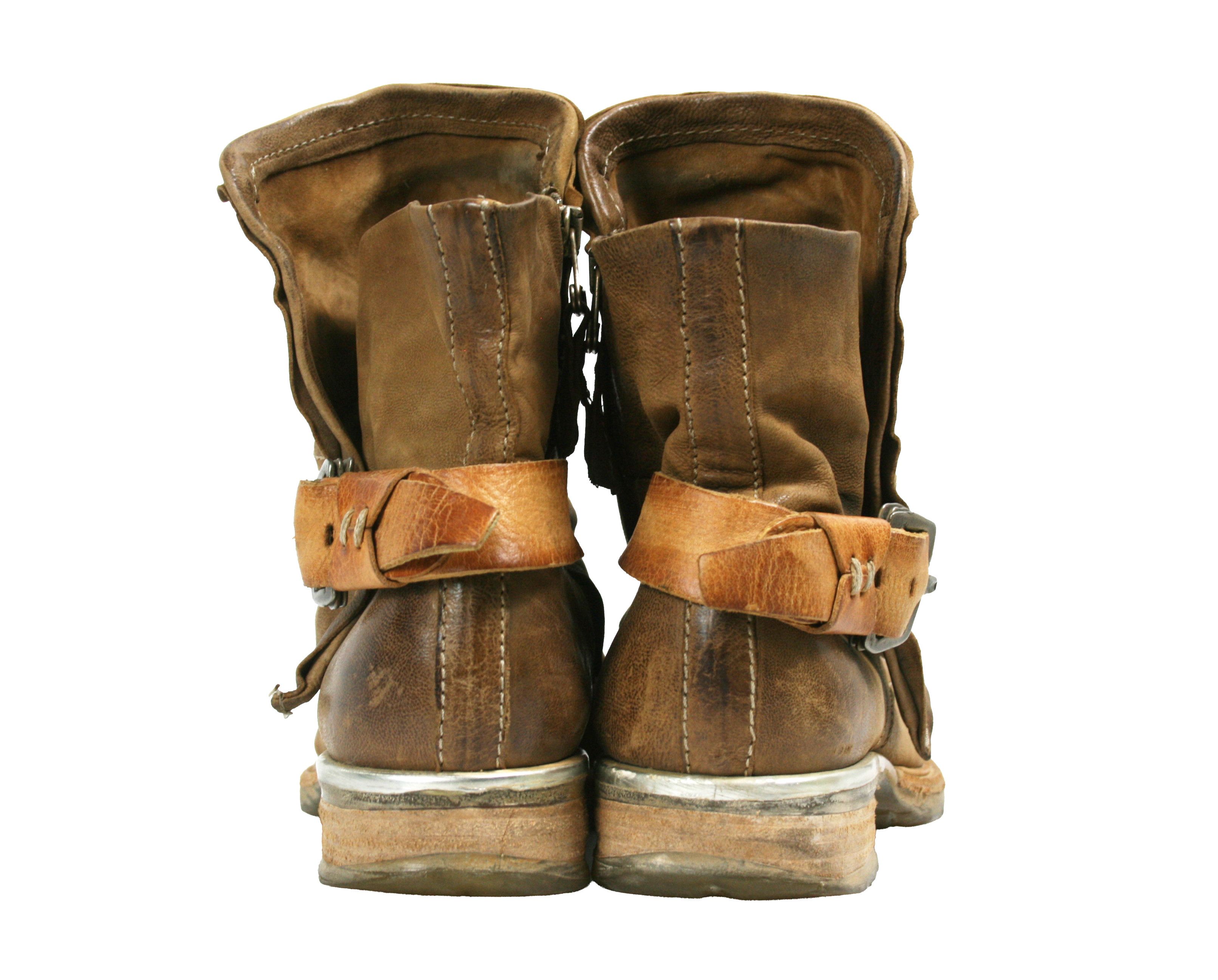 A.S.98 00S Boho Grunge Biker Closed Leather Boots Vintage Size US 9 / IT 39 - 13 Thumbnail