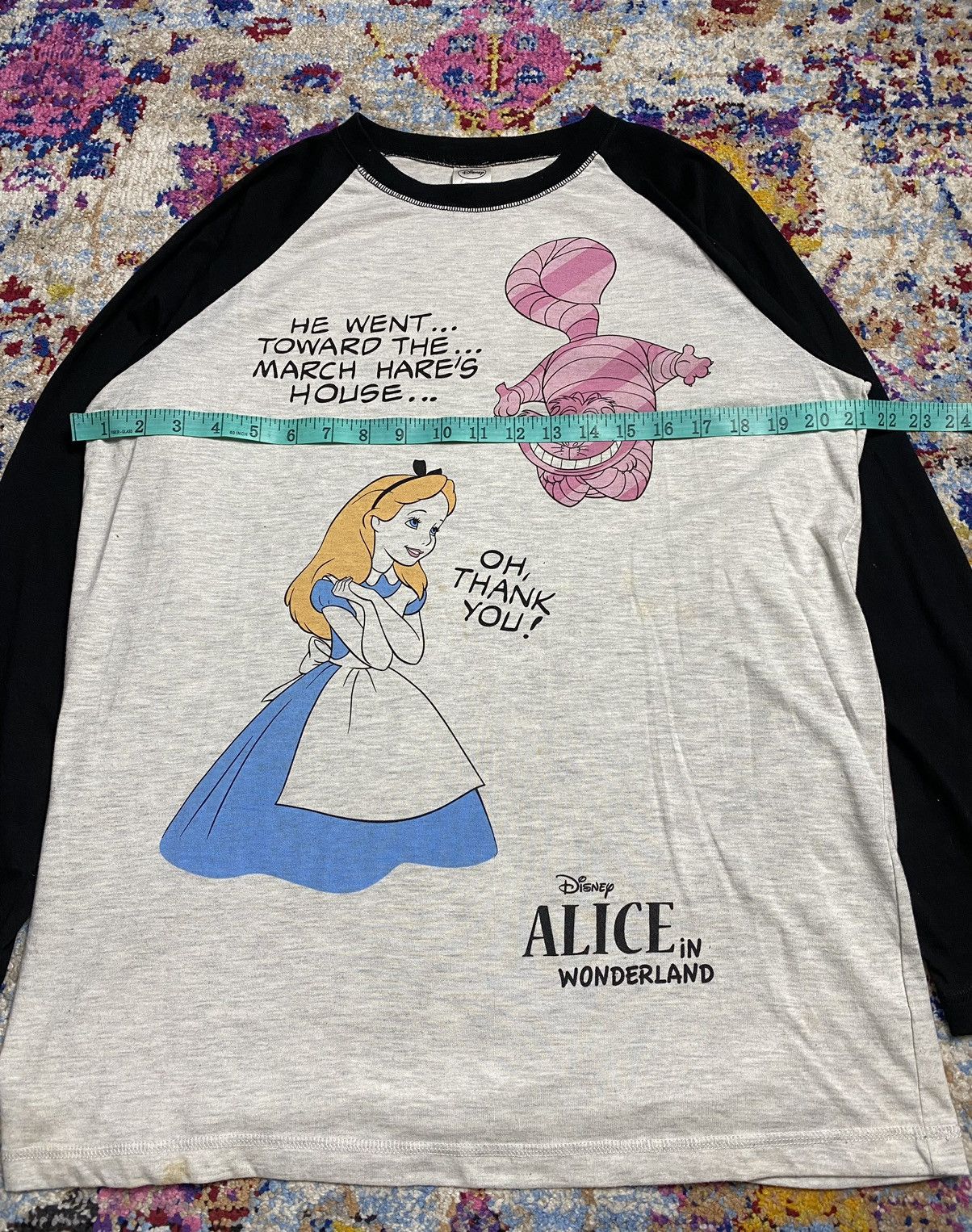 Disney × Vintage Vtg Disney Alice in Wonderland 3 Quarters long sleeve tees Size US L / EU 52-54 / 3 - 9 Thumbnail
