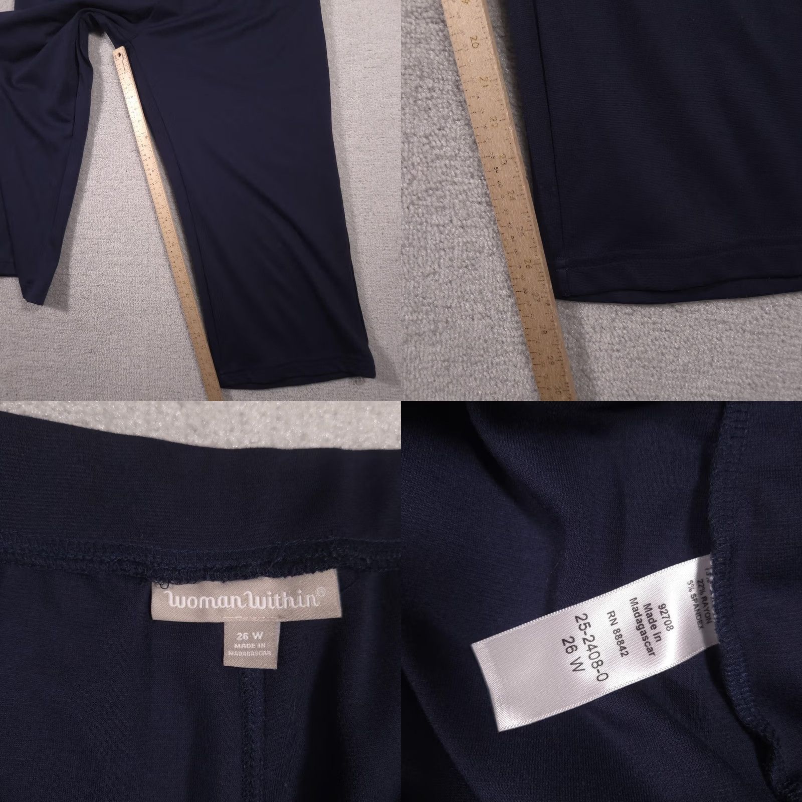 Vintage VINTAGE Woman Within Sweatpants Womens 26W Navy Blue Jersey Wide-Leg Pull On Stretch Size 4XL / US 24-26 - 8 Thumbnail