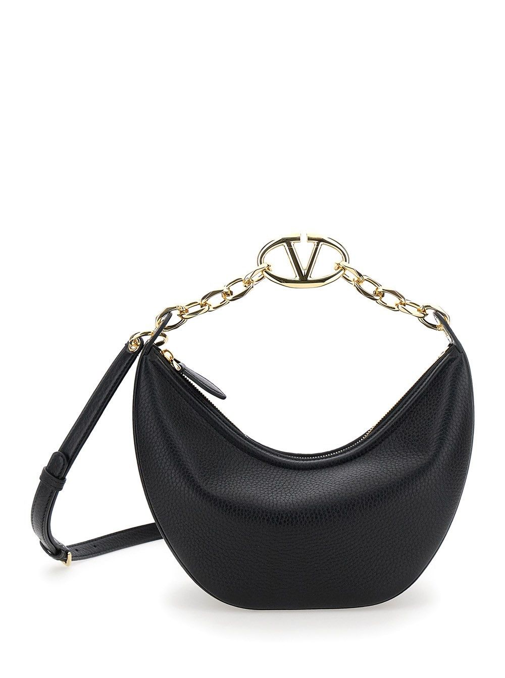 Valentino o1s22i1n0924 Size: OS / Small Vlogo Moon Hobo Bag in Black Size ONE SIZE - 1 Thumbnail