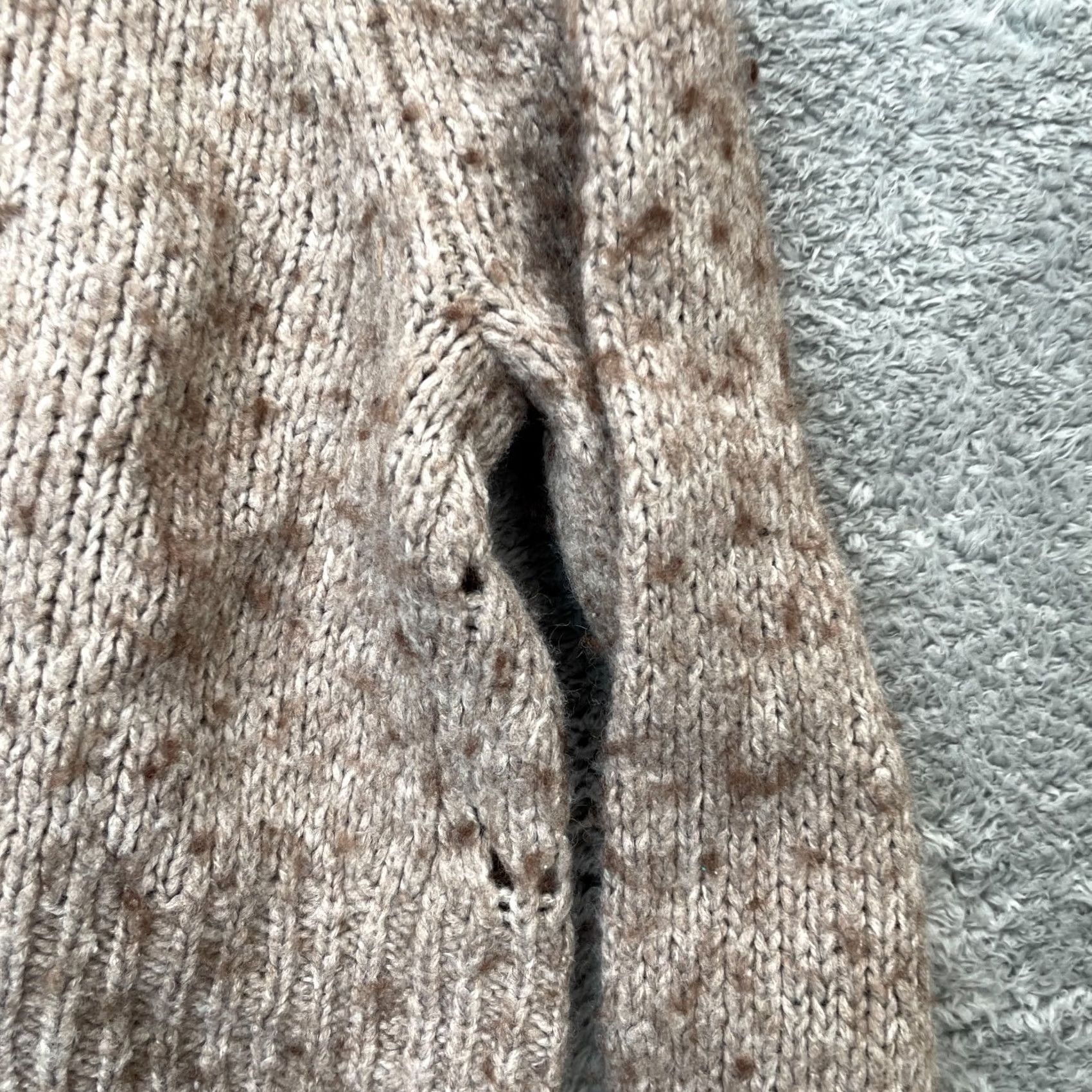 Free People Free People Cardigan Sweater Womens Small Beige Hooded Knit Wool Blend Button V-Neck Raglan Sleeve Open-Knit Size S / US 4 / IT 40 - 3 Thumbnail