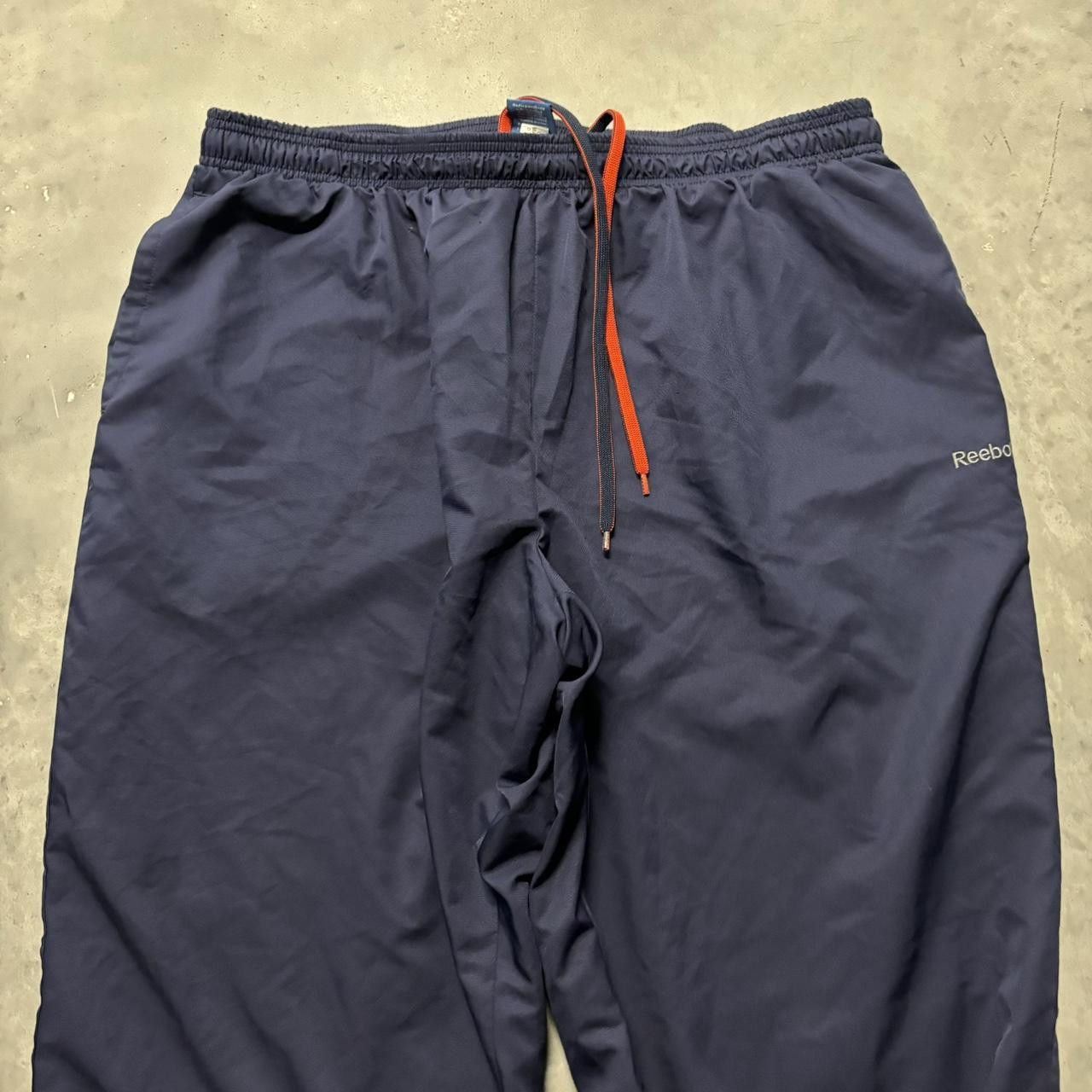 Japanese Brand × Vintage Crazy Vintage Y2K/2000s Baggy Navy Blue Orange Drill Skater Essential Track Pants! Size US 36 / EU 52 - 3 Thumbnail