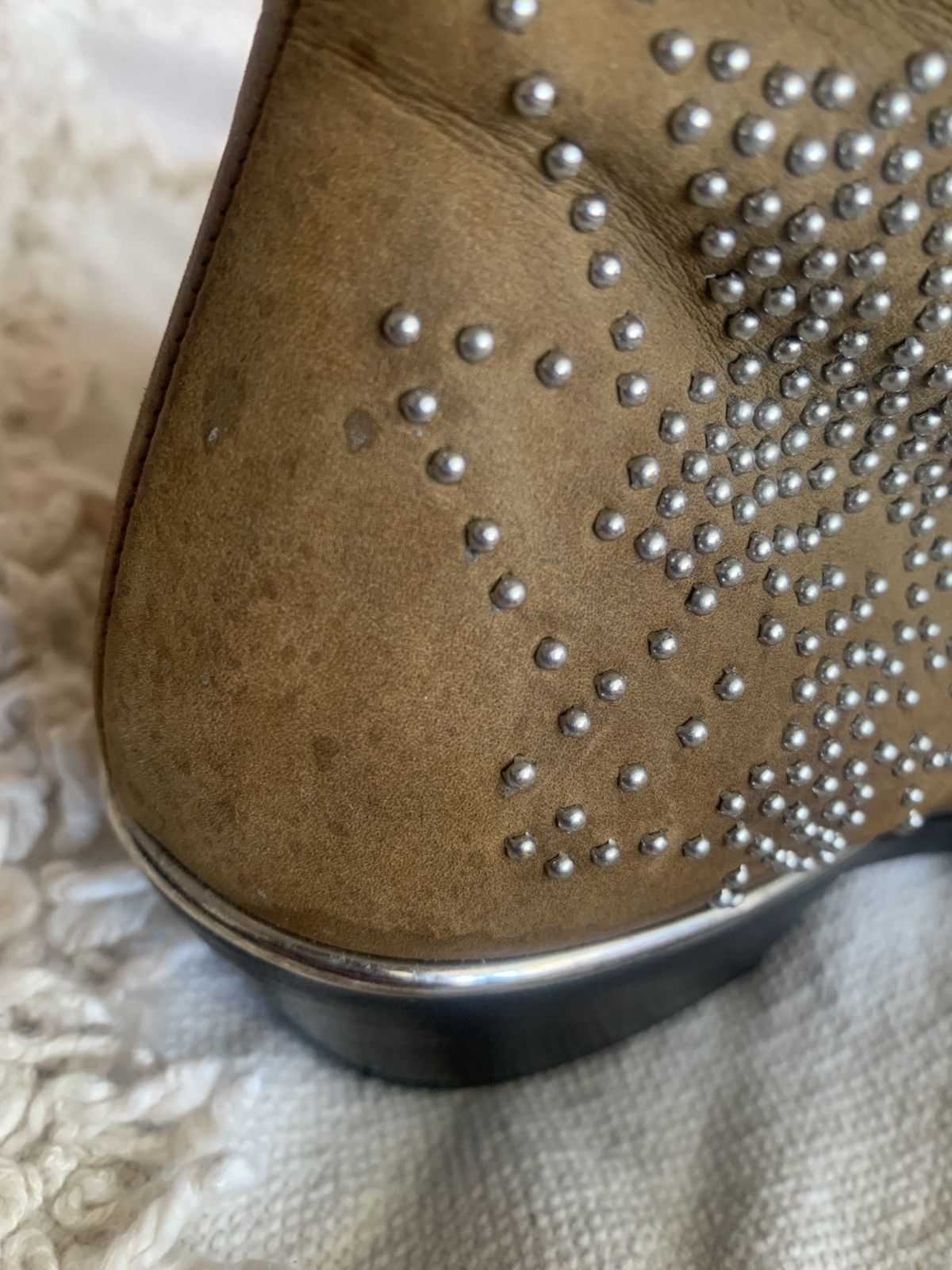 Chloe Chloe Suzanna wester cowboy ankle boot 7 studded beige suede Size US 7 / IT 37 - 12 Thumbnail