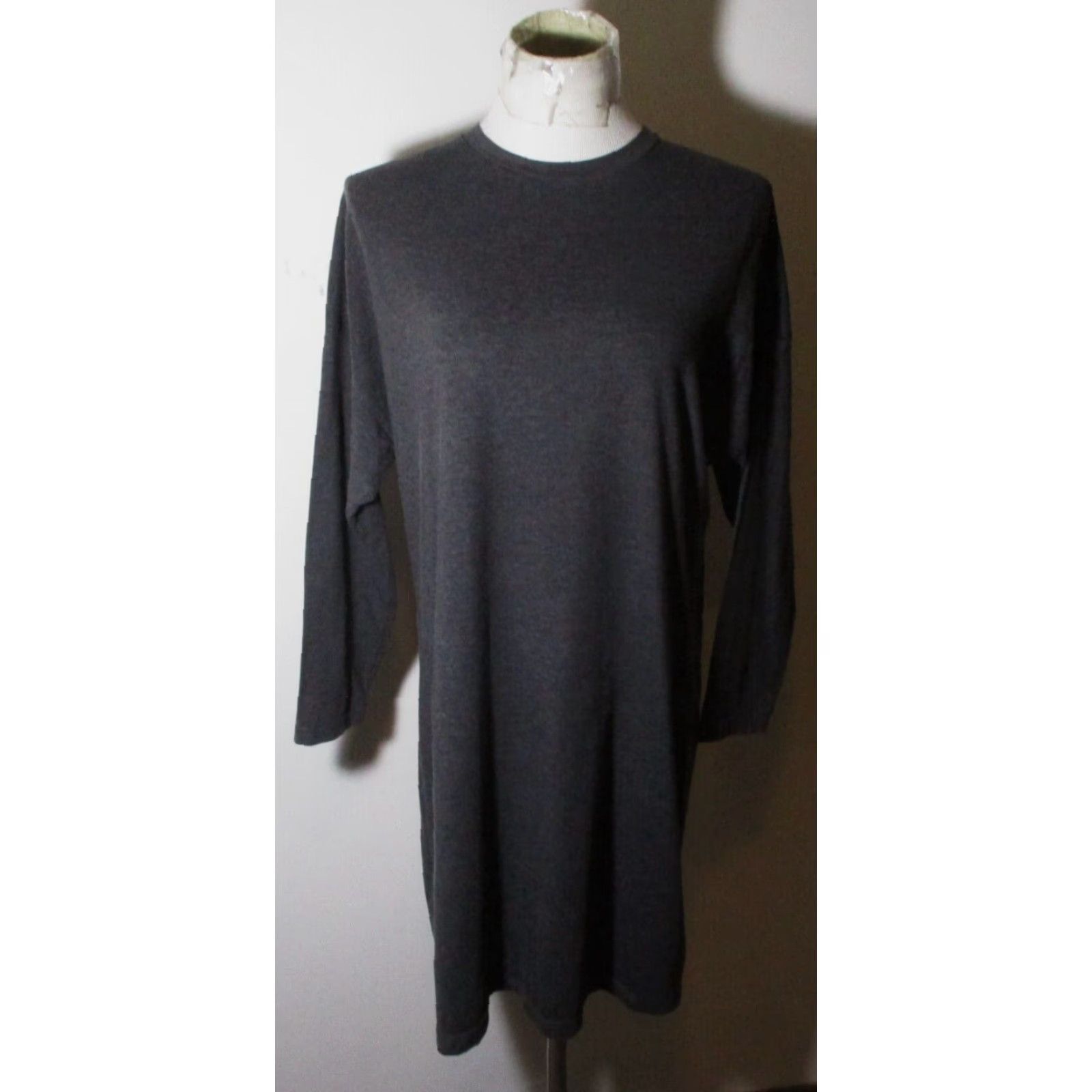 Brave Soul BRAVE SOUL London Charcoal Knee Length Dress Women's M Casual All Seasons Cotton Blend Knit Long Sleeve Boat Neck Pullover Untitled? Size M / US 6-8 / IT 42-44 - 2 Thumbnail