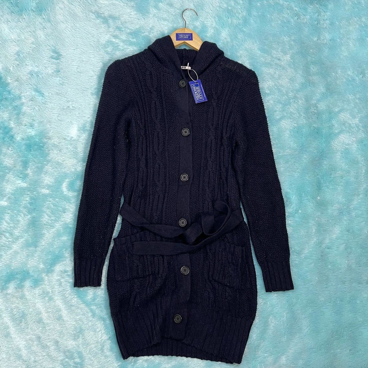 Uniqlo Uniqlo Navy Long Cardigan With Hooded Size M / US 6-8 / IT 42-44 - 1 Thumbnail