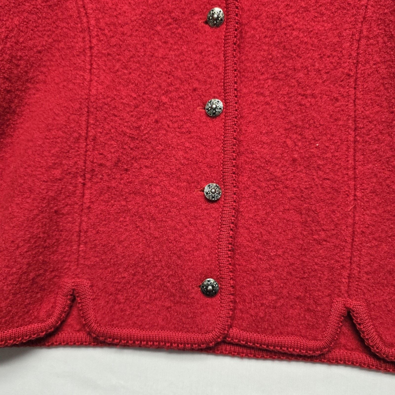 Vintage Vintage Nell Flowers 10 Wool Scallop Hem Boiled Wool Jacket Size L / US 10 / IT 46 - 3 Thumbnail