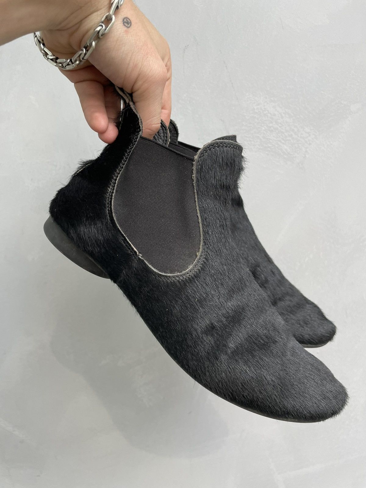 Vintage Vintage fur cow leather black GUIDI style boots 90s Size US 5 / EU 37 - 11 Thumbnail