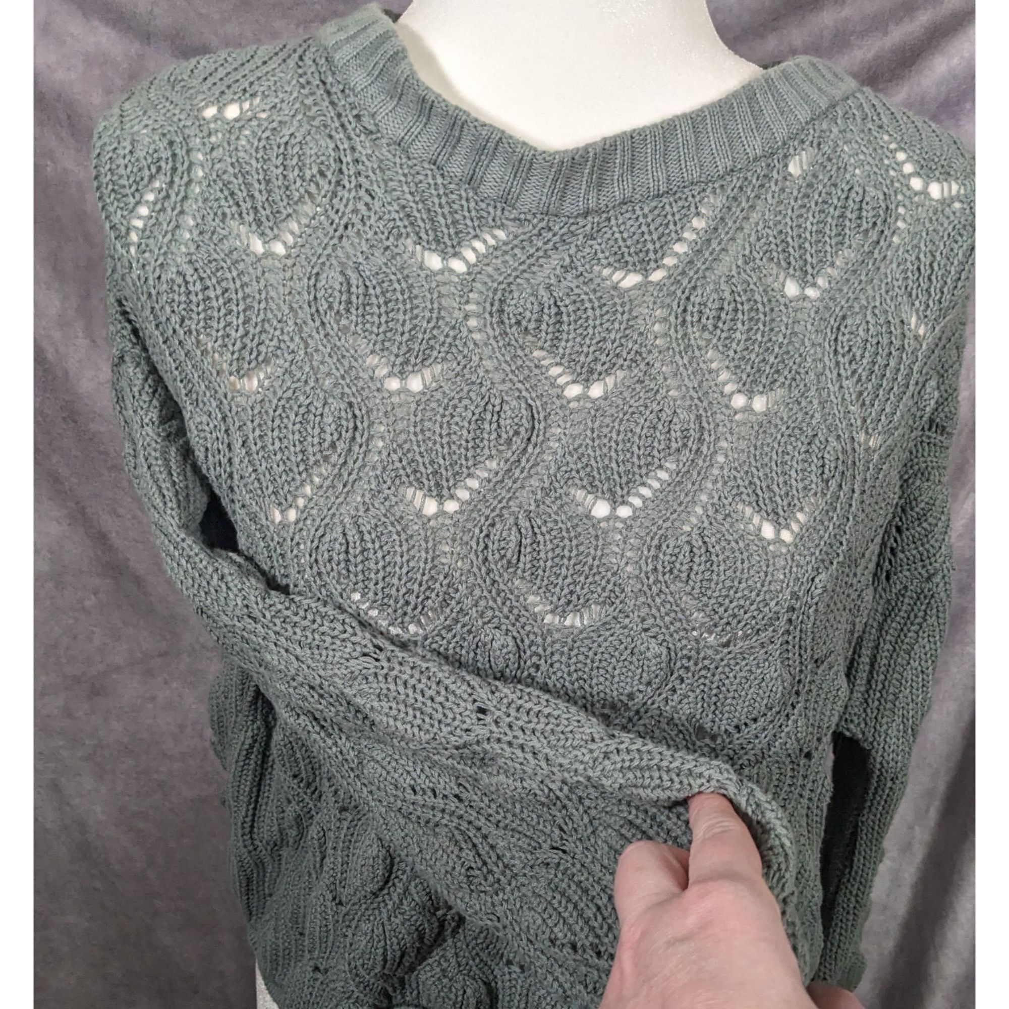 Other Moon & Madison Green/Grey Cropped Sweater Size S / US 4 / IT 40 - 11 Thumbnail