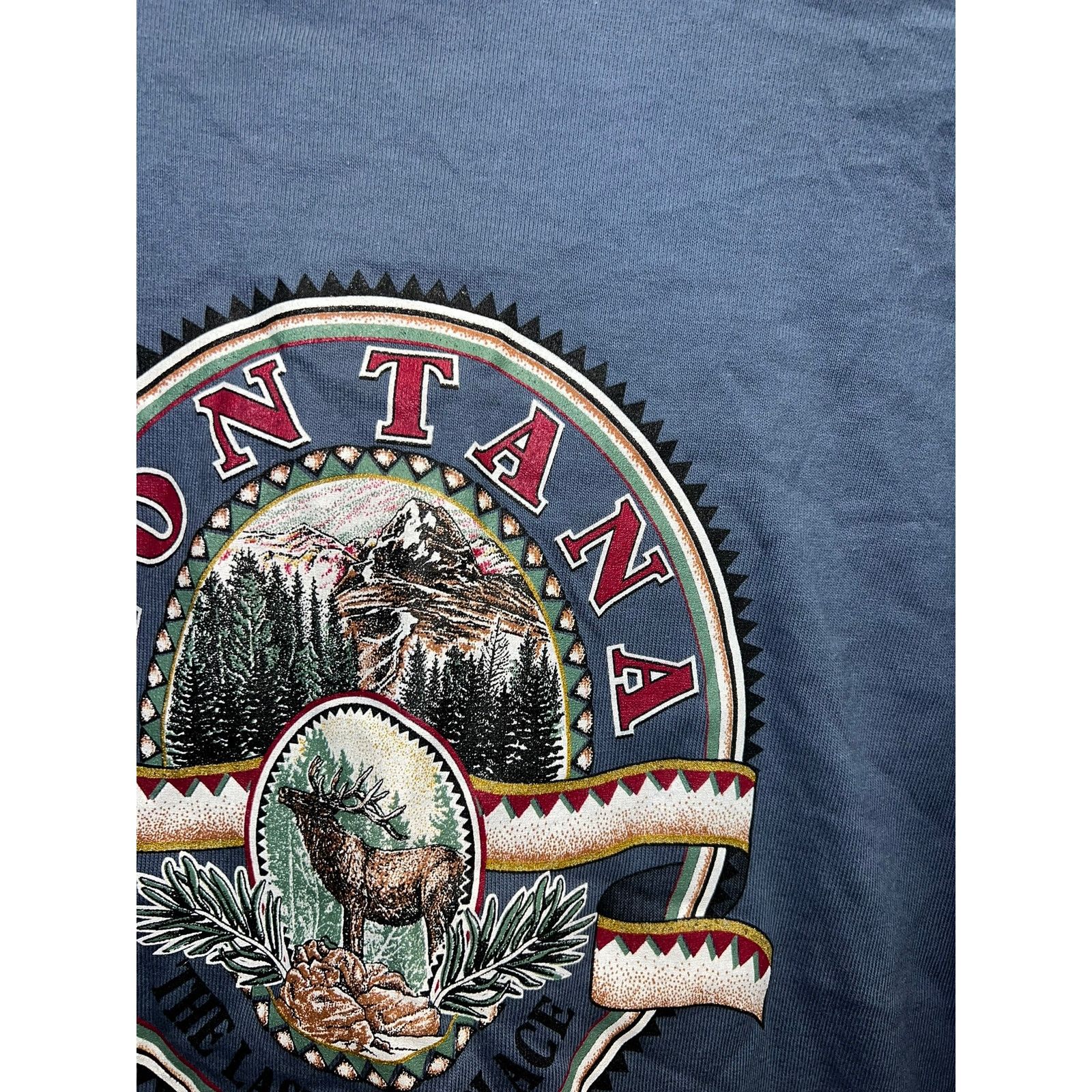 Anvil Vintage Montana Shirt The Last Best Place Blue Large L 90s Size US L / EU 52-54 / 3 - 8 Thumbnail