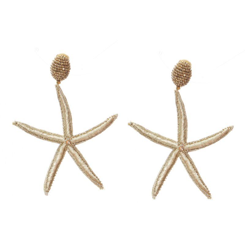 Oscar De La Renta OSCAR DE LA RENTA Large Starfish gold bead embellished clip on earrings Size ONE SIZE - 1 Thumbnail