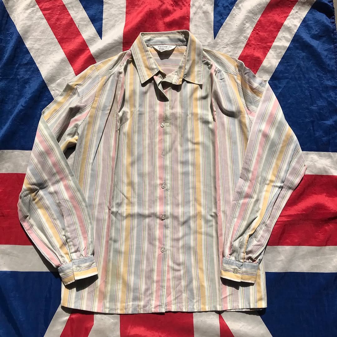 JCPenney × Vintage Vintage 70s Penney Jc Penney Candy Stripes Dagger colar Size US M / EU 48-50 / 2 - 7 Thumbnail