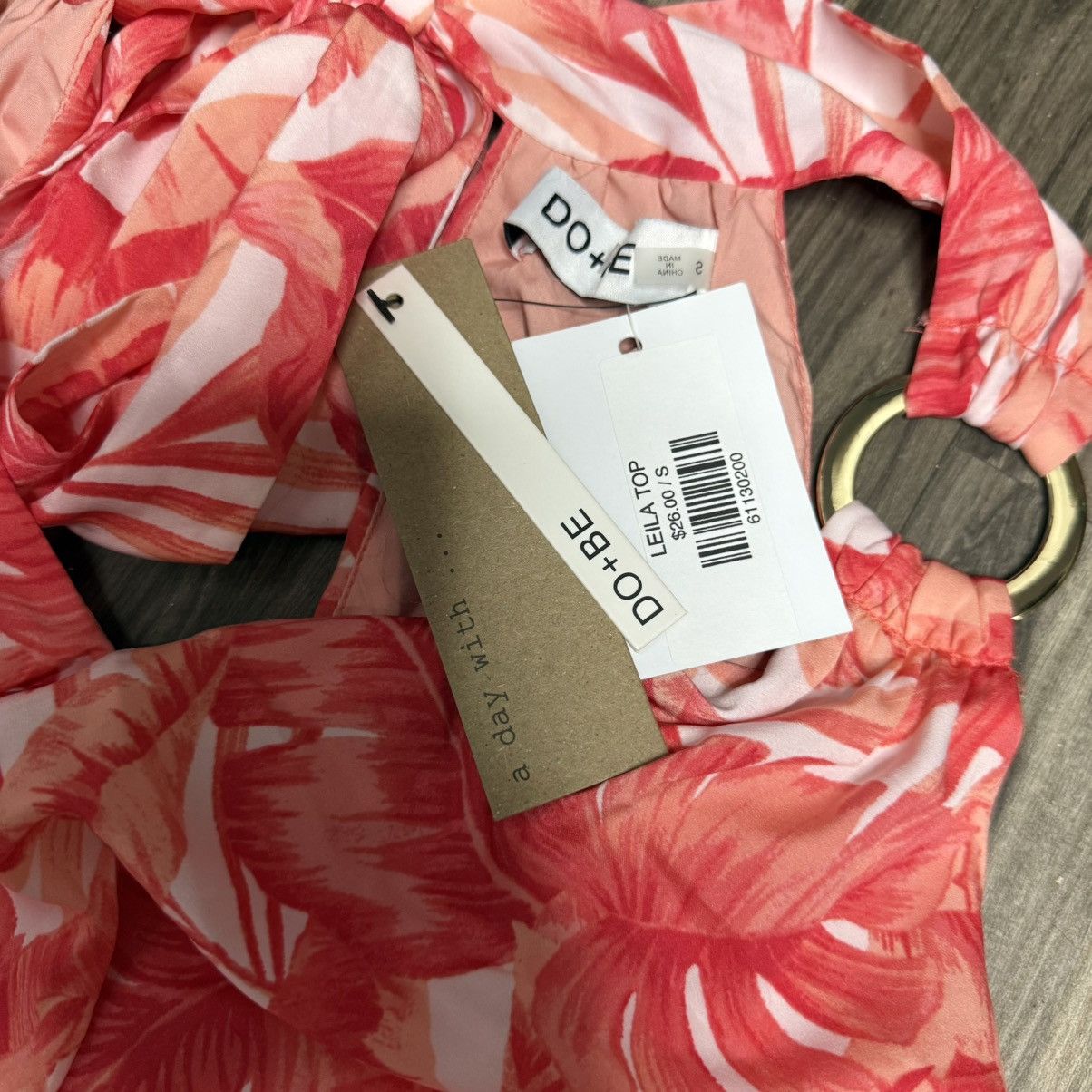Other DO+BE Pink Red Tropical Print Crop Top with Ring Detail Size S / US 4 / IT 40 - 4 Thumbnail