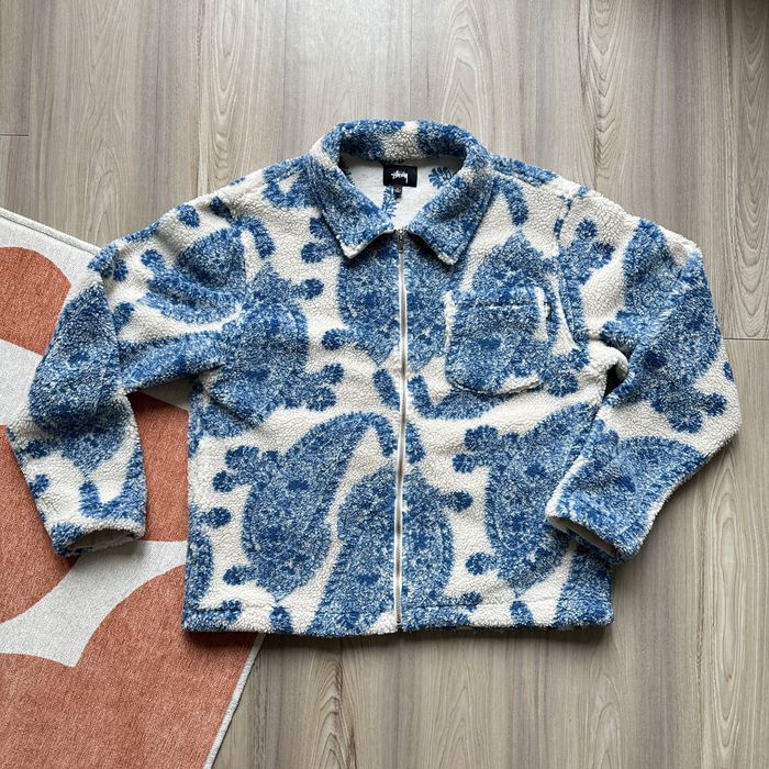 Stussy Big Paisley Sherpa Fleece Jacket | Grailed