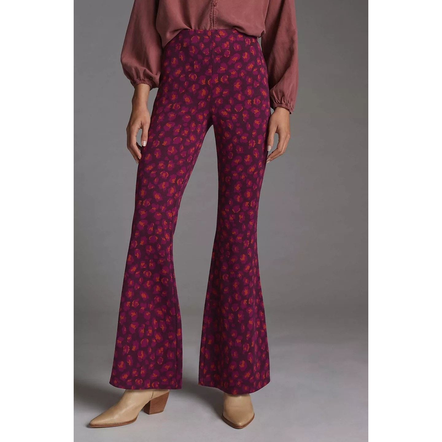Anthropologie New Anthropologie Maeve Knit Flare Pants $130 X-SMALL Purple Size 26" / US 2 / IT 38 - 2 Thumbnail