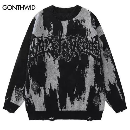 Japanese Brand Hip Hop Ripped Sweaters Grunge Y2K Vintage Size US M / EU 48-50 / 2 - 1 Thumbnail
