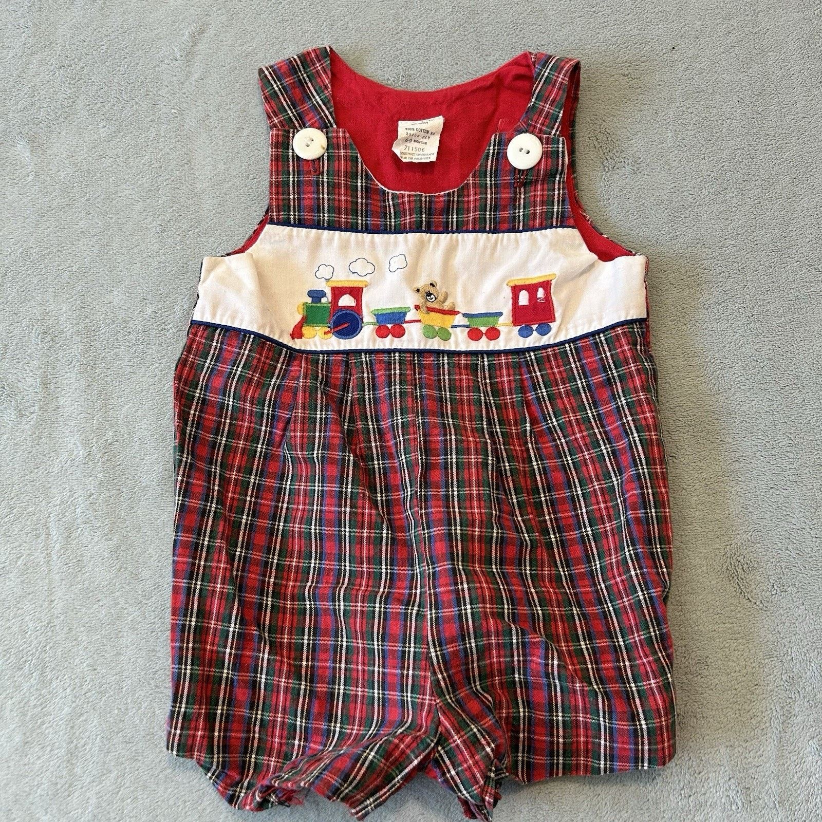 Disney Vintage 90s Plaid Picnic Stripe Romper Baby Toddler 6-9month Size US 26 / EU 42 - 1 Thumbnail