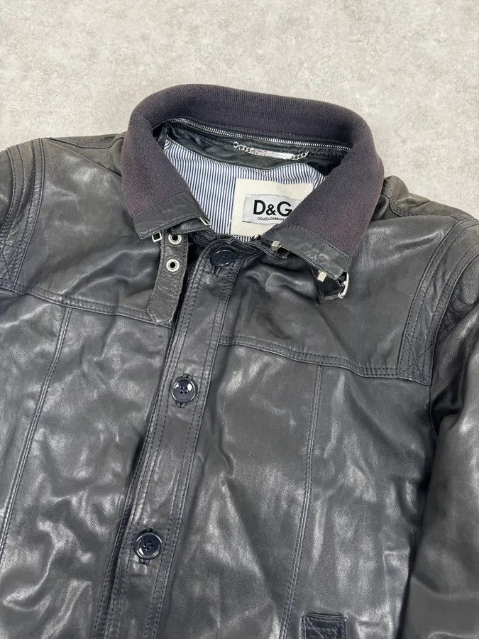 Dolce & Gabbana 2000s Dolce & Gabbana Black Leather Buttoned Jacket Size US L / EU 52-54 / 3 - 6 Thumbnail