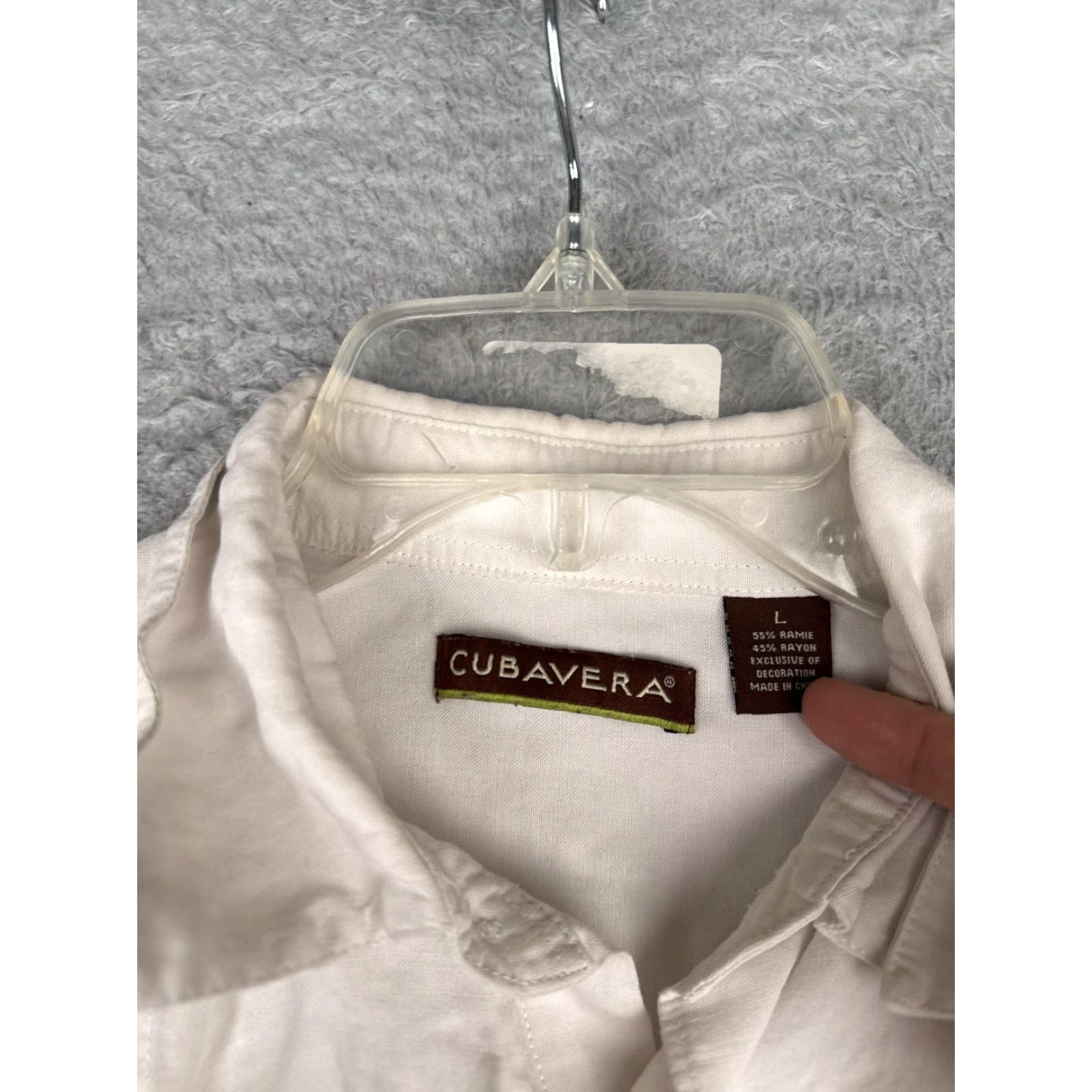 Cubavera Cubavera Shirt Mens L White Short Sleeve Embroidered Band Collar Guayabera Size US L / EU 52-54 / 3 - 6 Thumbnail