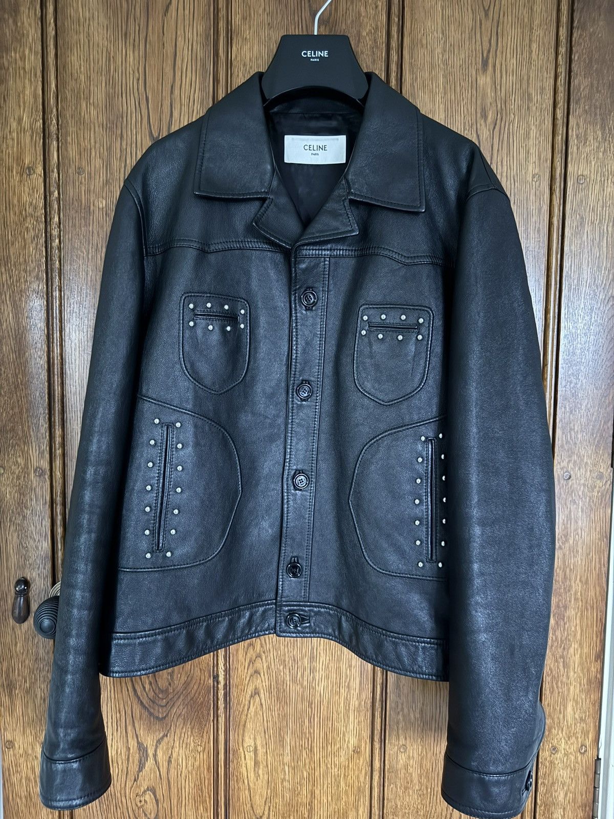 Celine FW20 Celine Hedi Slimane studded leather jacket 54 blouson Size US L / EU 52-54 / 3 - 2 Thumbnail