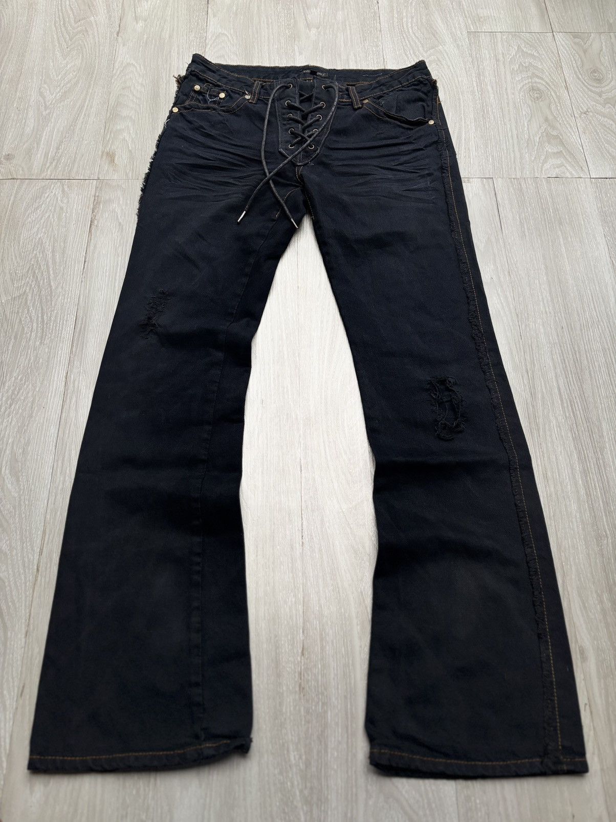 Japanese Brand Philodox lace-up flare jeans Size US 28 / EU 44 - 1 Thumbnail