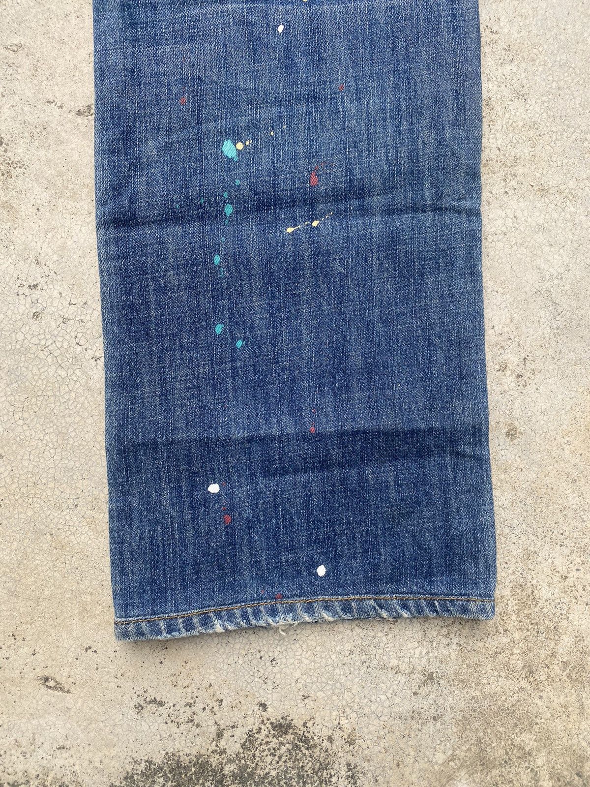 Armani × Armani Exchange × Le Grande Bleu (L.G.B.) Armani Jeans Painted Faded Loose Denim Jeans Size US 33 - 22 Thumbnail