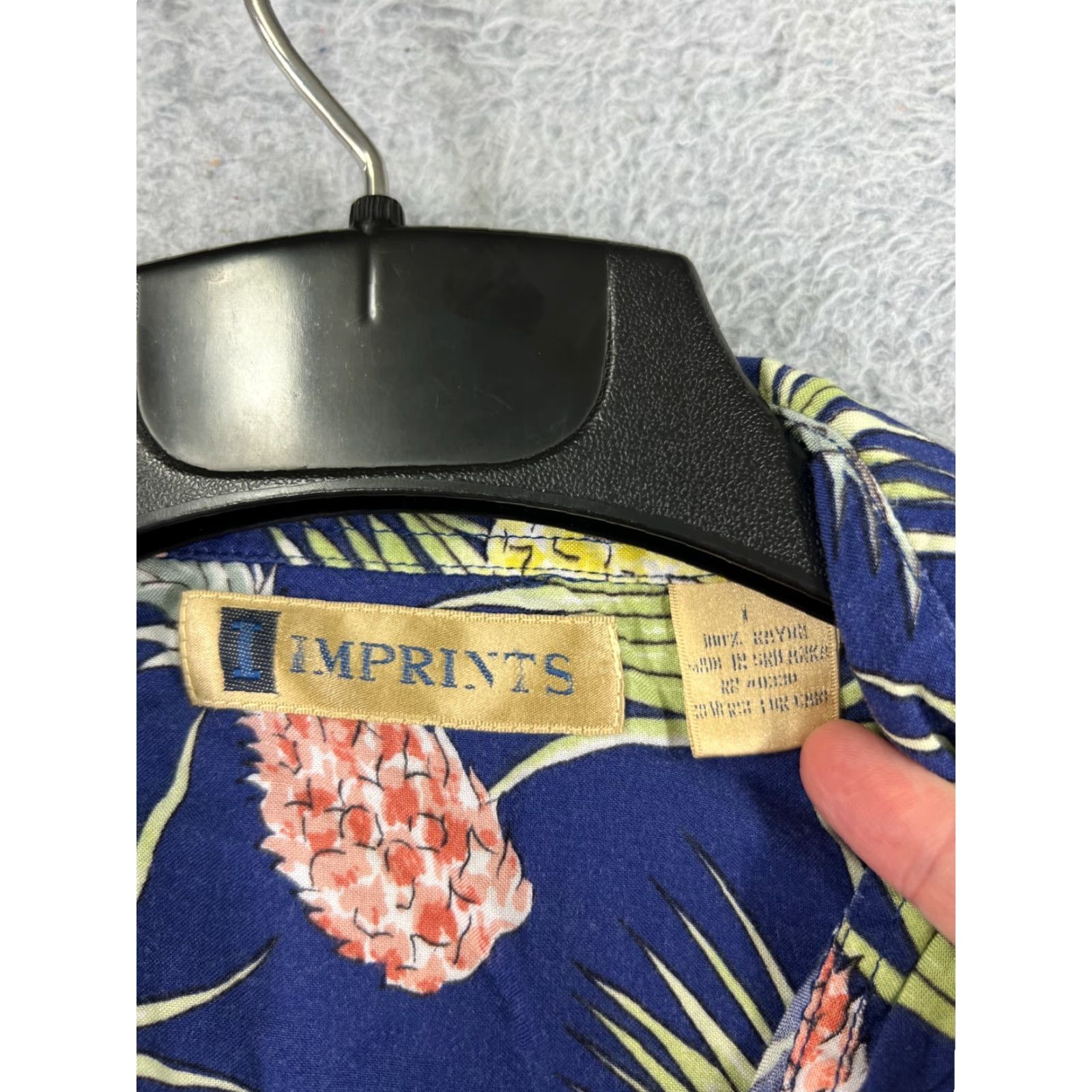 Vintage imprints Shirt Adult Large Blue Pineapple All Over Print 100% Rayon Hawaiian Size US L / EU 52-54 / 3 - 7 Thumbnail